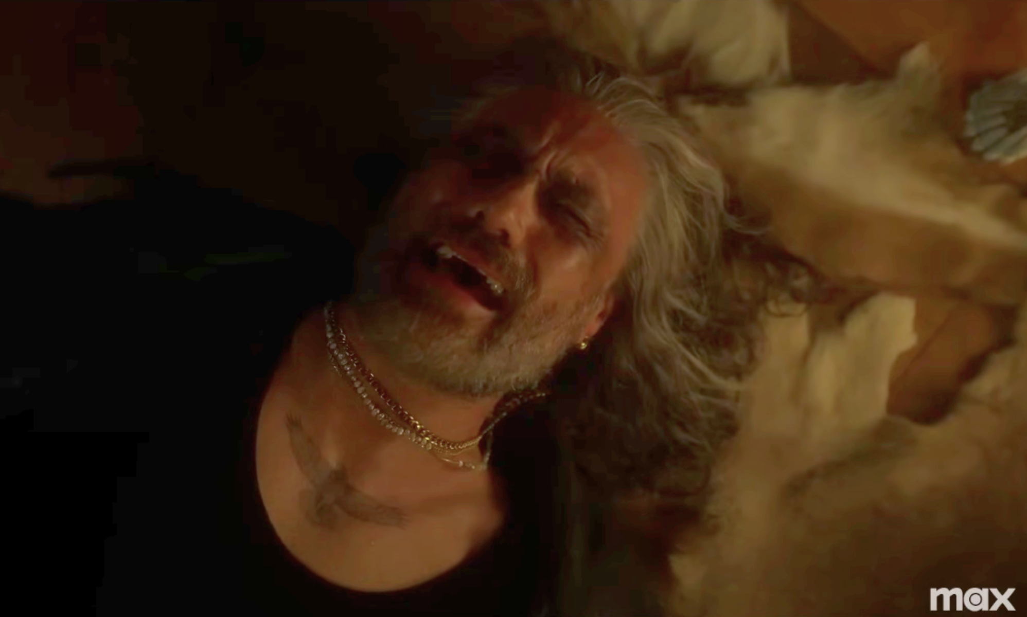 Edward Teach (Blackbeard, played by Taika Waititi) in Our Flag Means Death – crying while lying on the floor