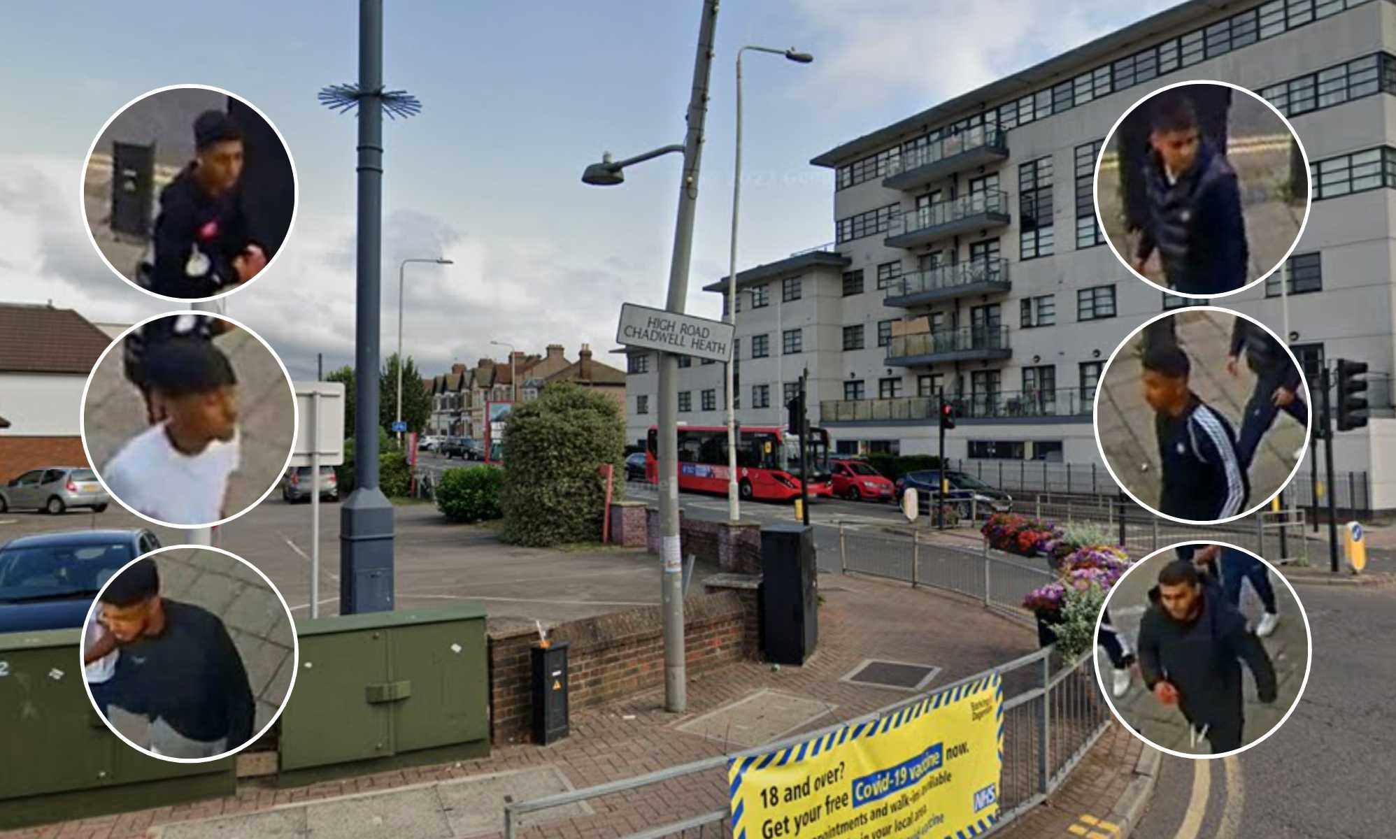 Police share images of six men after homophobic plank attack on gay couple