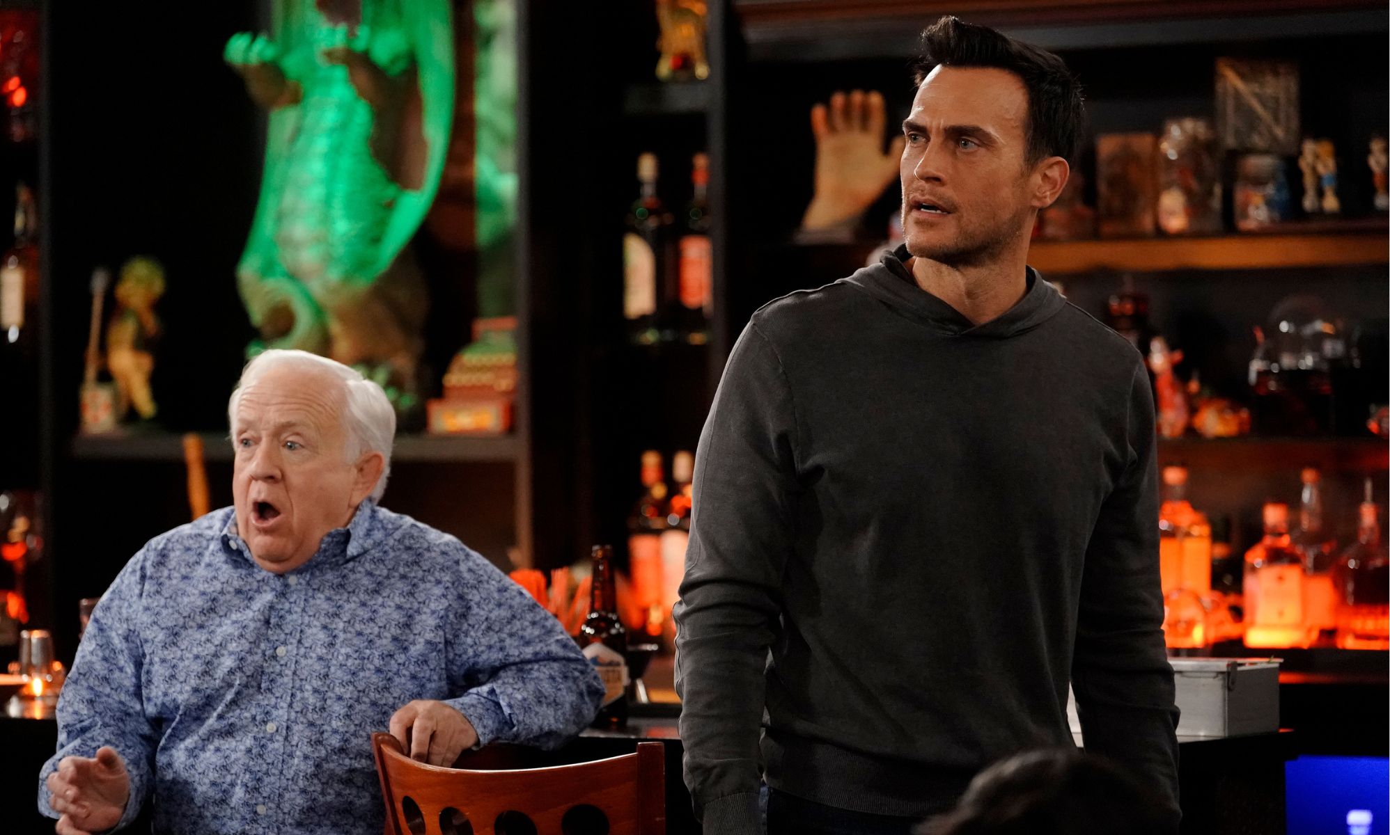 Leslie jordan (left) and Cheyenne Jackson (right) in a still from Call Me kat.