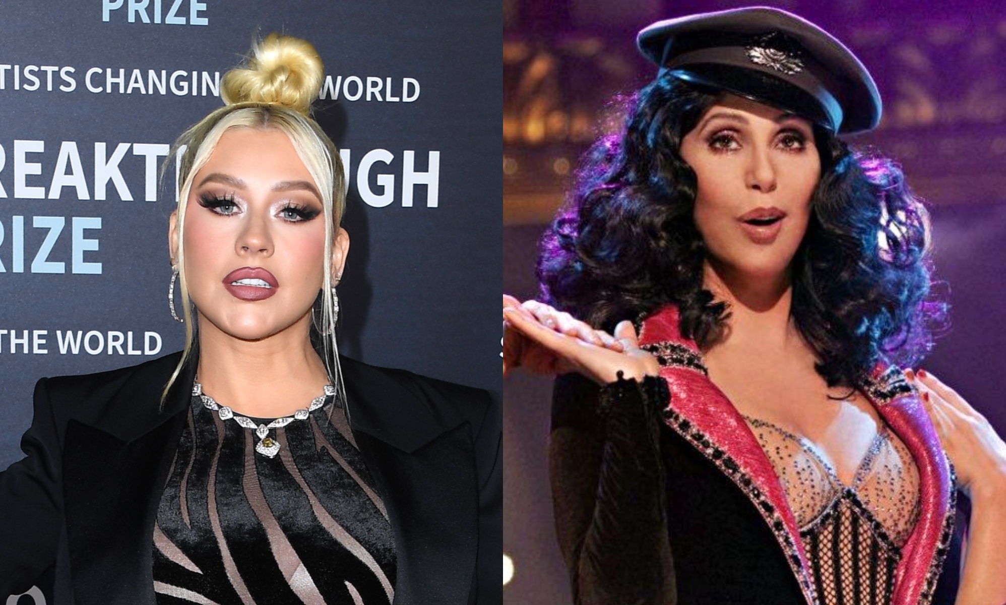 Christina Aguilera dressed as Burlesque co-star Cher for Halloween - and fans are living for it