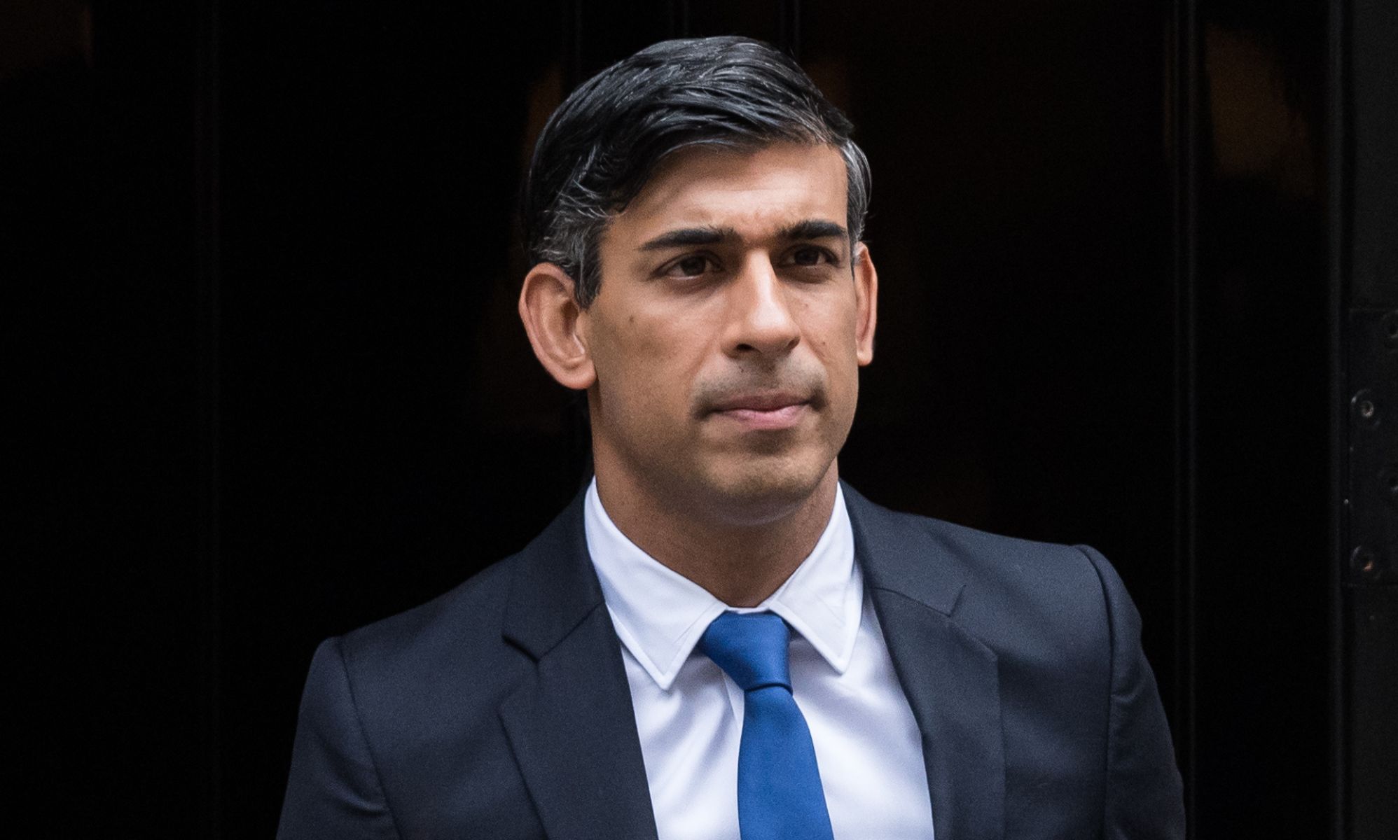 Rishi Sunak pictured leaving Downing Street.