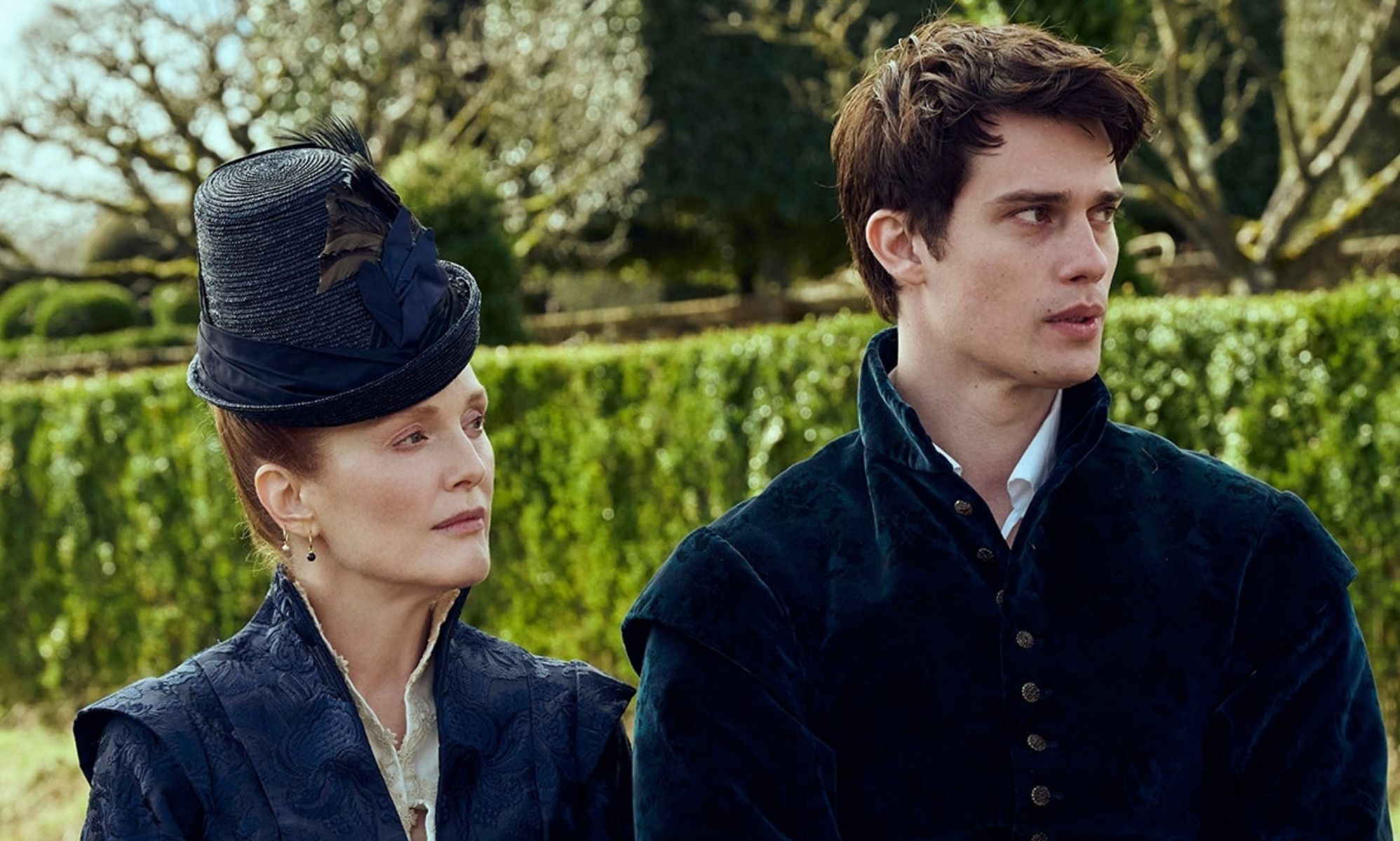 Julianne Moore and Nicholas Galitzine in the trailer for Mary &amp; George.