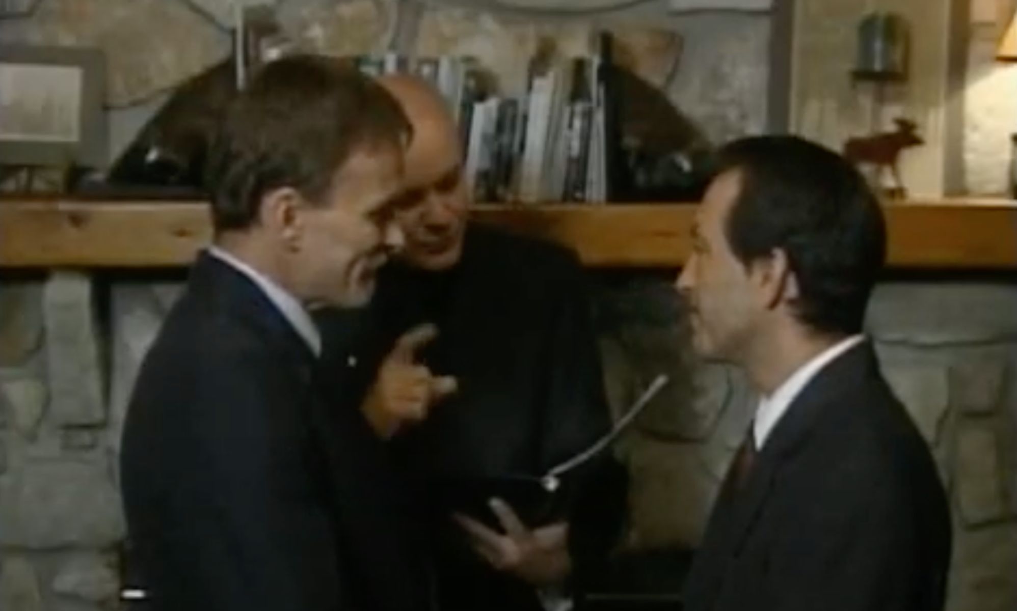 Two men, wearing tuxedos, hold hands as they prepare to get married in the US state of Vermont, which legalised same-sex marriage for LGBTQ+ couples in 2009