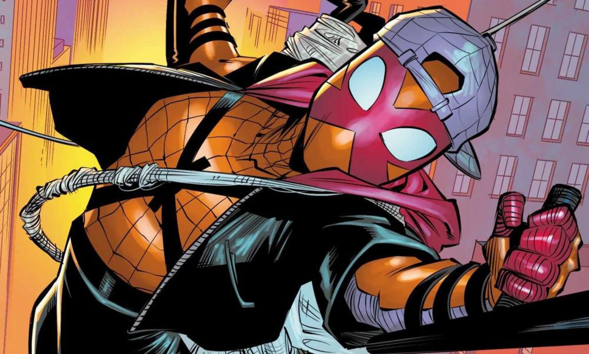 Charlotte Webber swinging across New York city, illustrated.