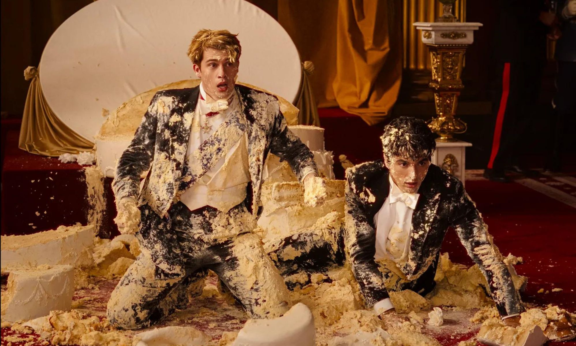 Nicholas Galitzine as Prince Henry and Taylor Zakhar Perez as Alex Claremont-Diaz in Red, White &amp; Royal Blue.