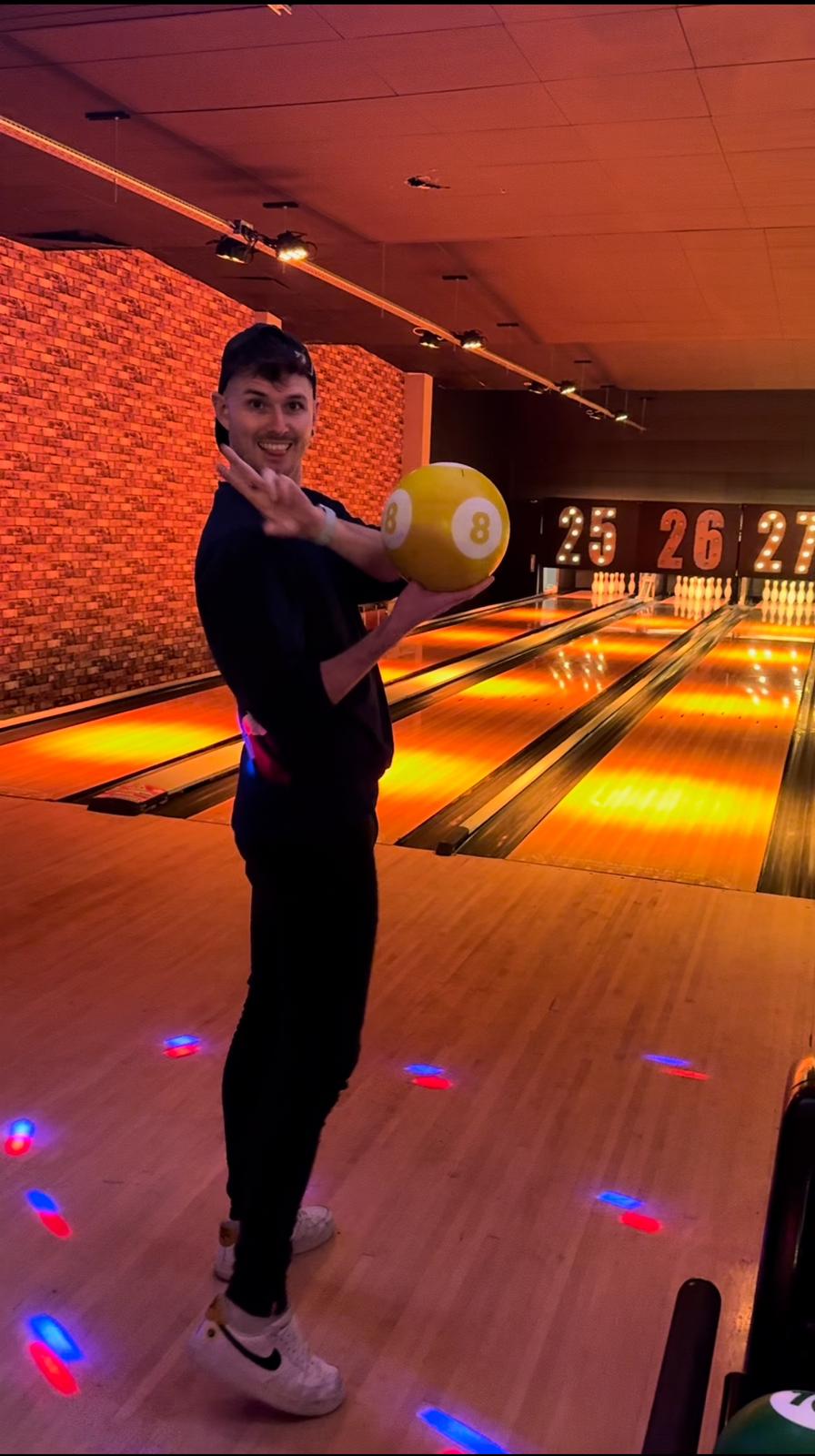 Lewis bowling prior to the unprovoked attack. 