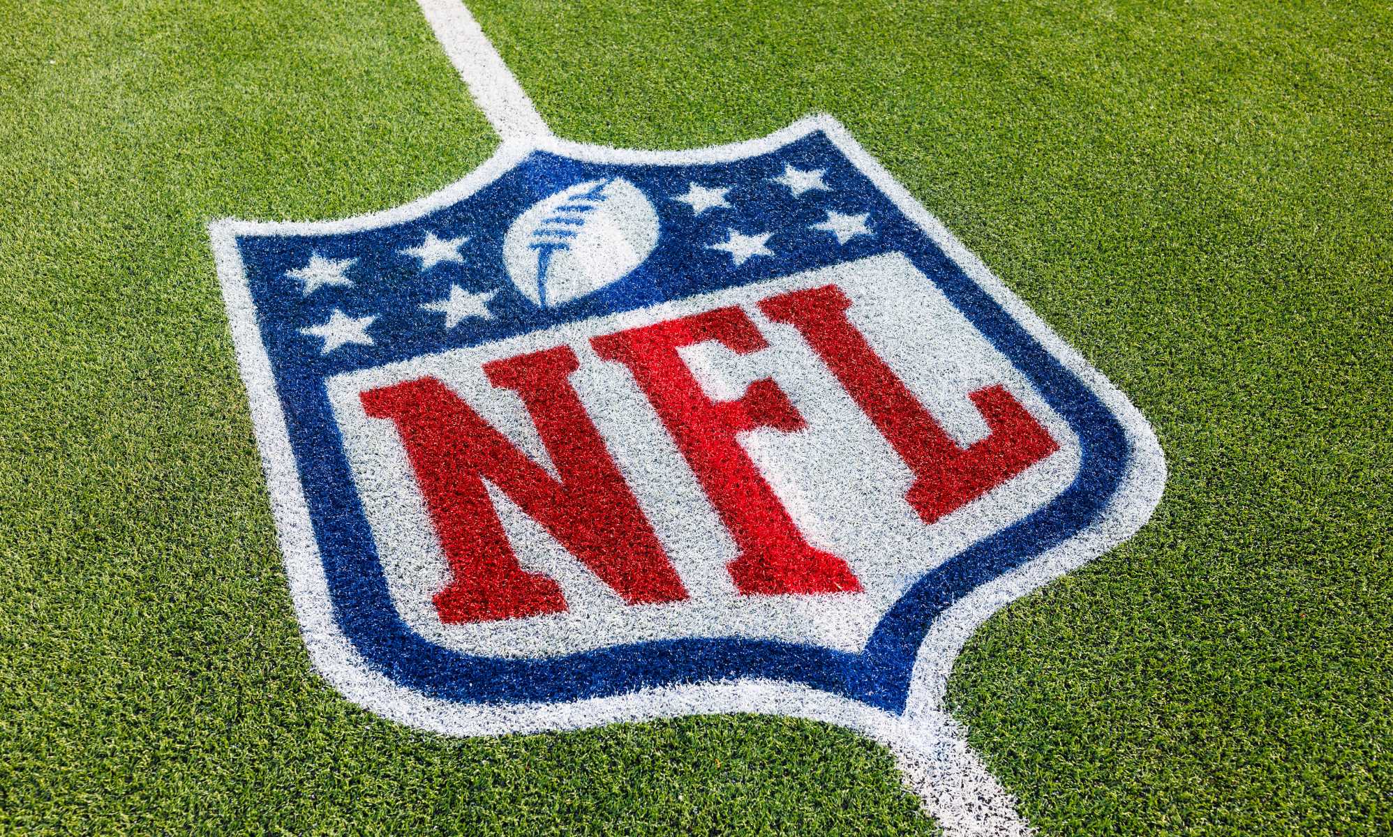 An NFL slogan on a football pitch