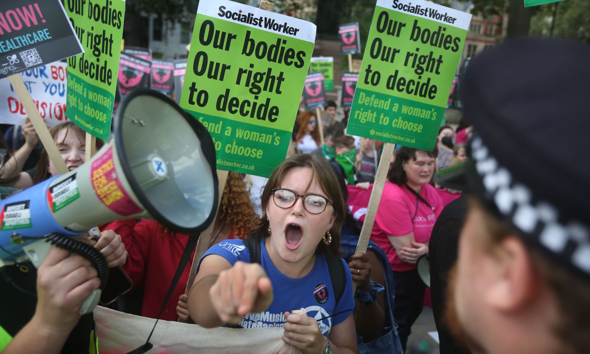 Protestors campaigning for the right to an abortion. 