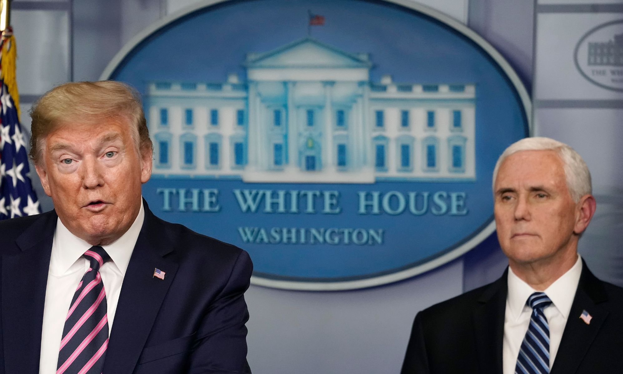 Donald Trump and vice president Mike Pence stand side by side during a White House interview