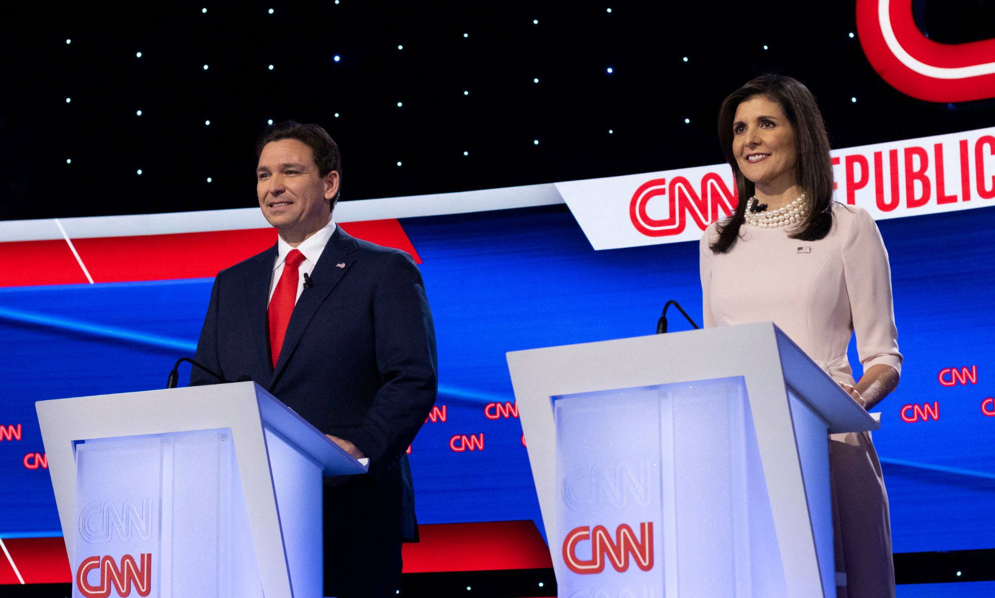 Ron DeSantis and Nikki Haley, who
