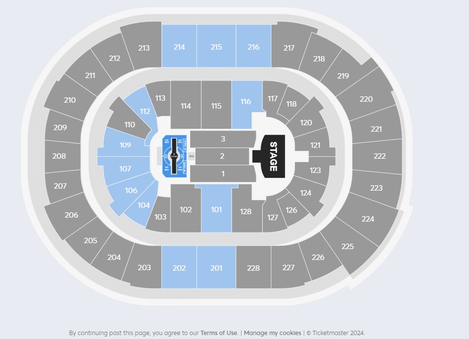 Justin Timberlake seating plan for his 2024 world tour.