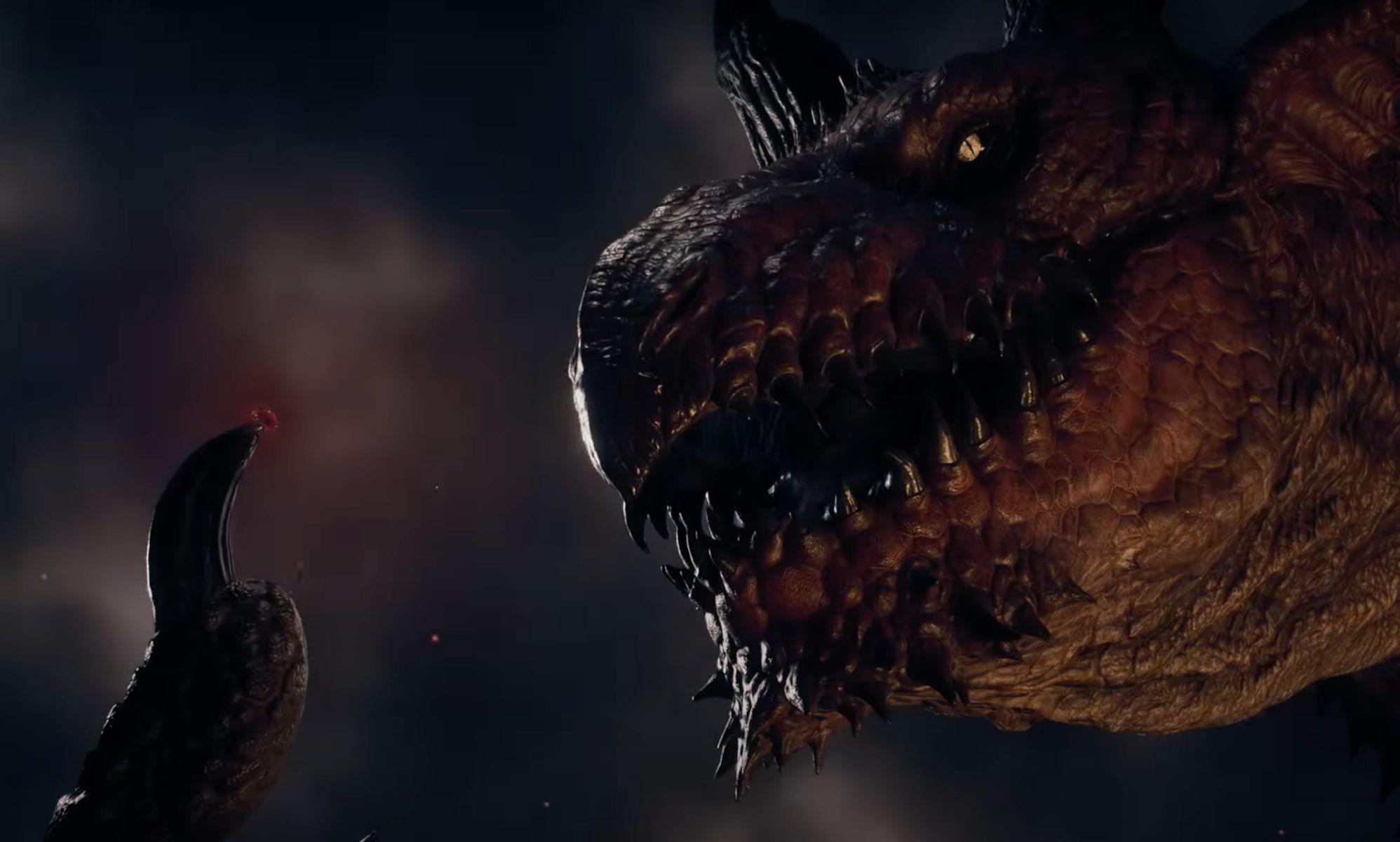 A screenshot of a dragon holding up a claw that