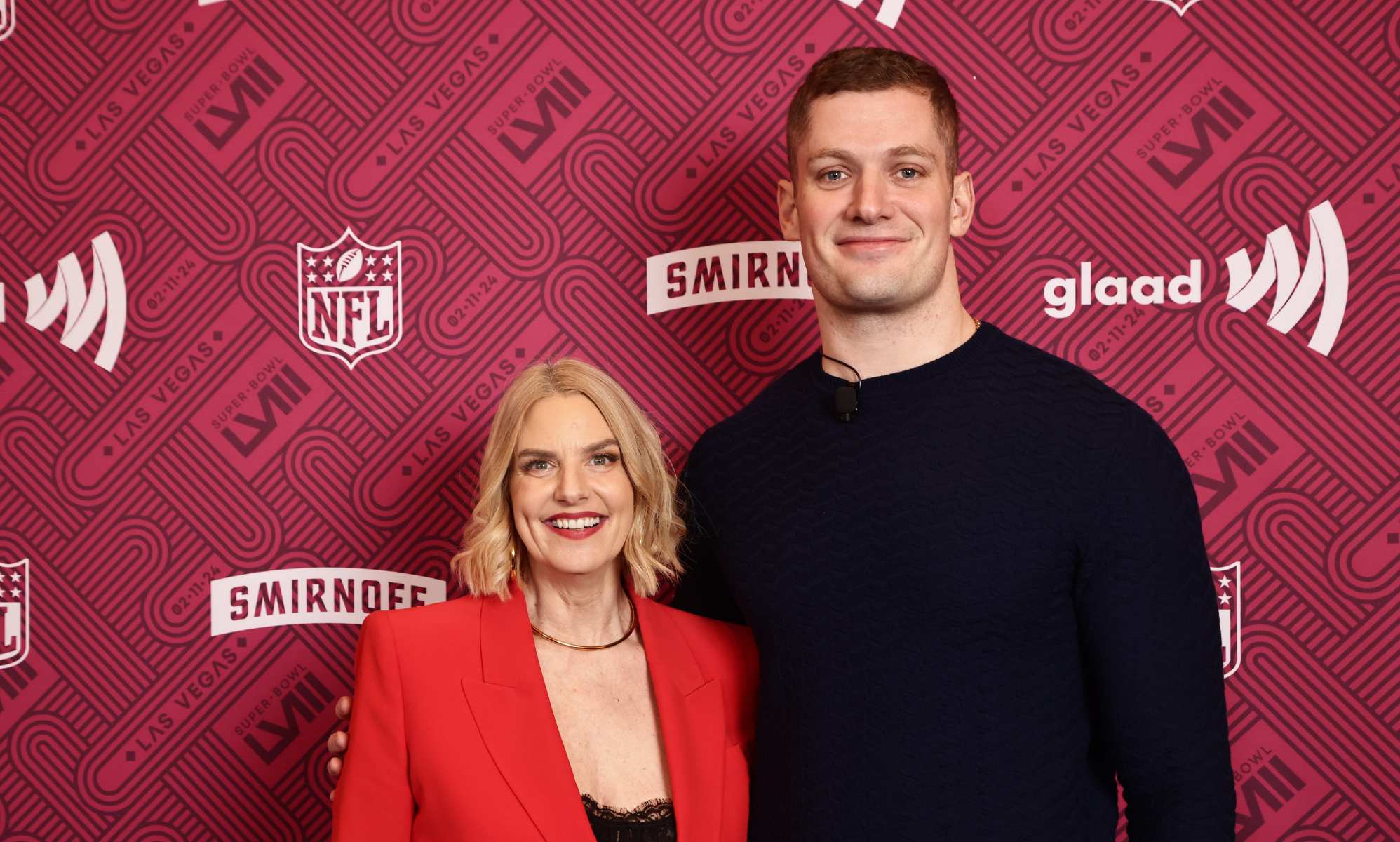 Carl Nassib with Sarah Kate Ellis of GLAAD