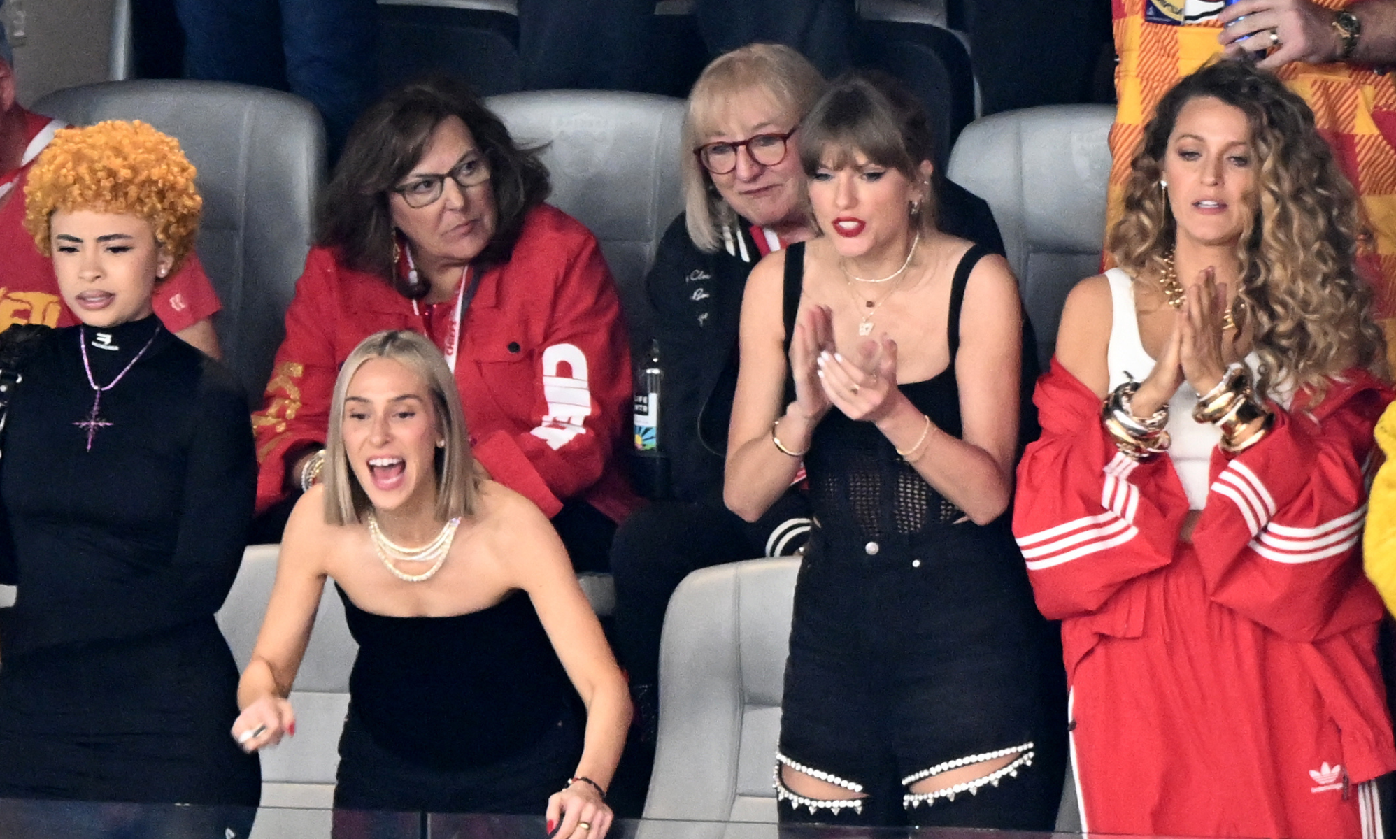 Taylor Swift brings her girl squad to the Super Bowl as Ice Spice and Blake Lively join her in the suite