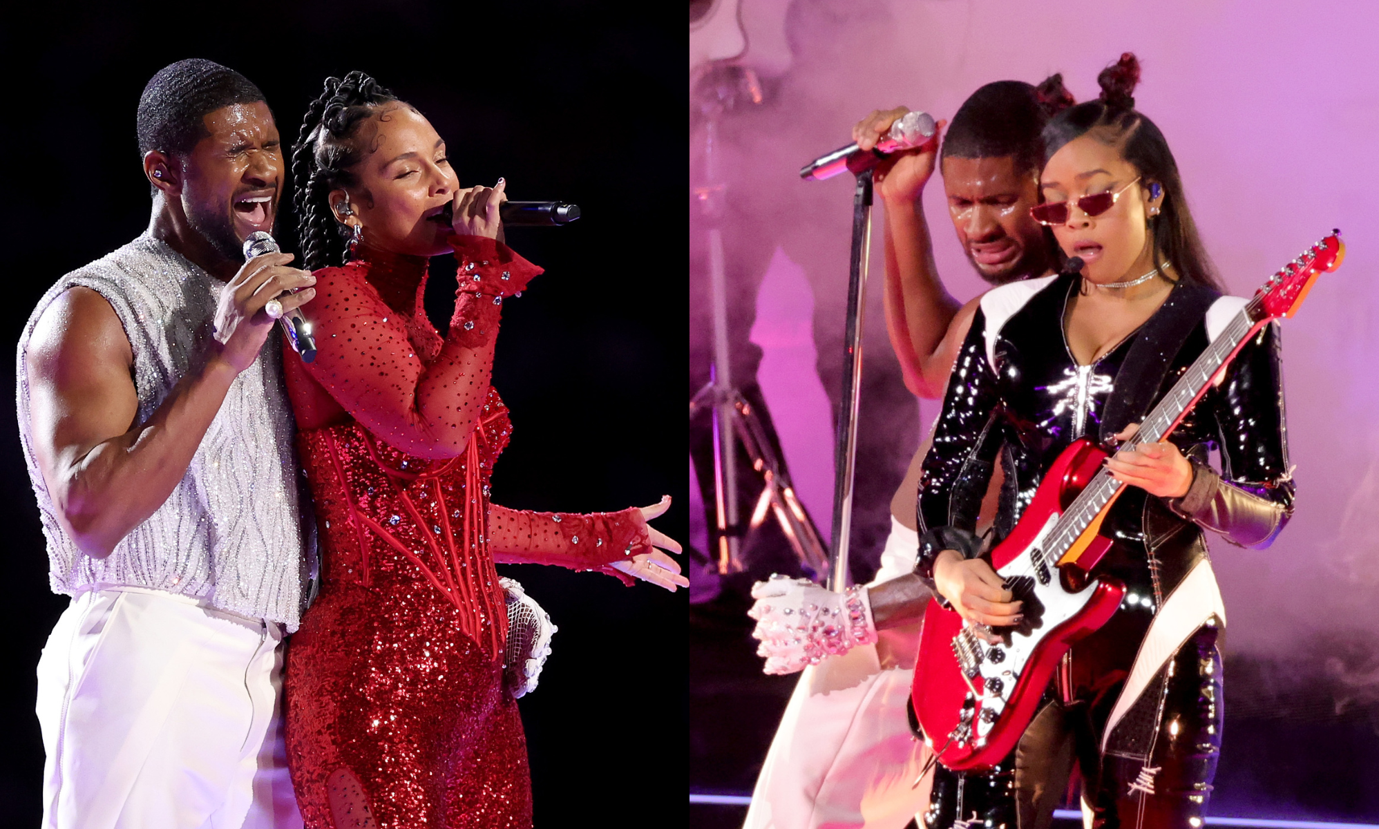 Usher brings out special guests Alicia Keys, H.E.R and will.i.am in the Super Bowl Halftime Show