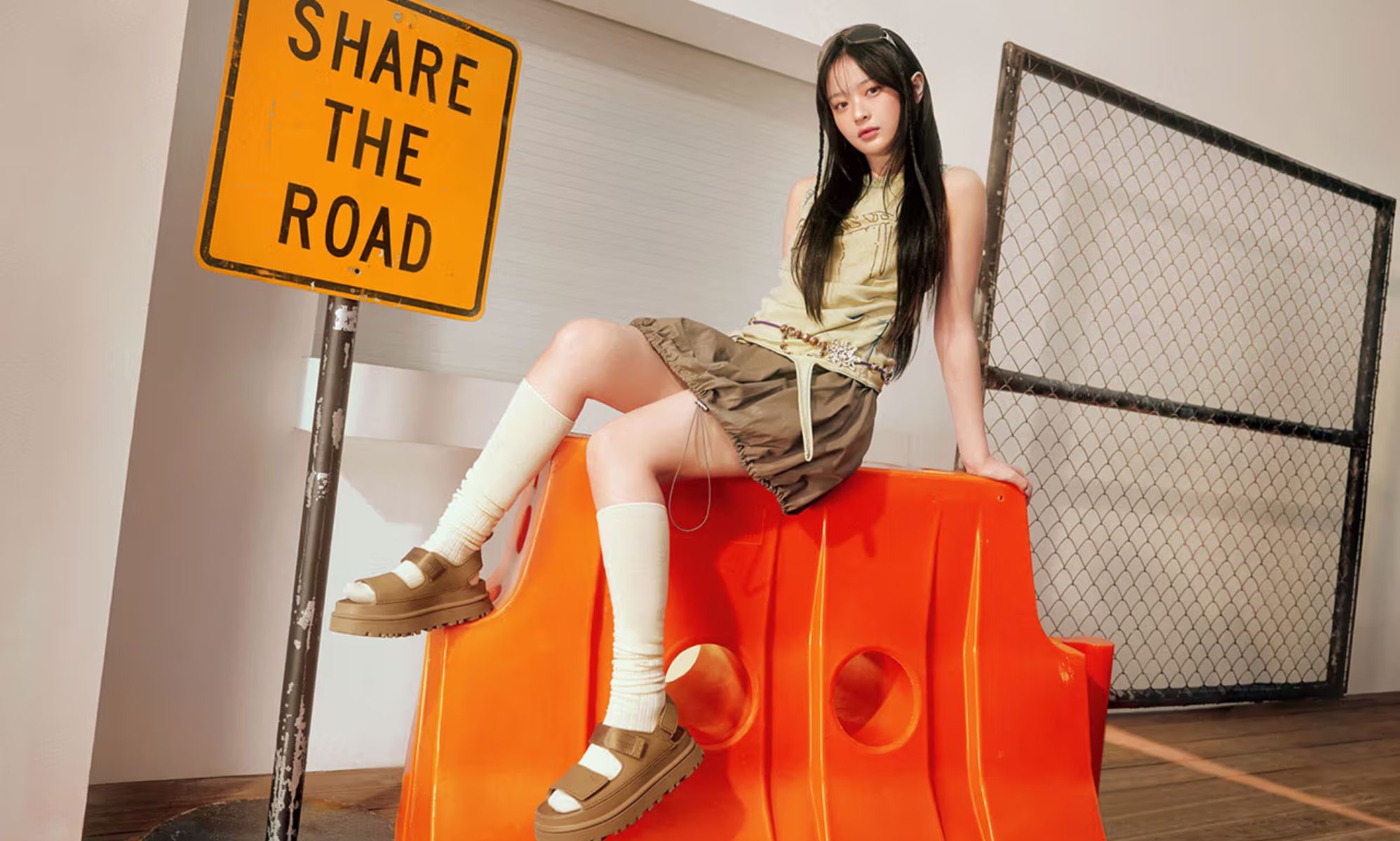 Hanni from NewJeans poses in an Ugg campaign