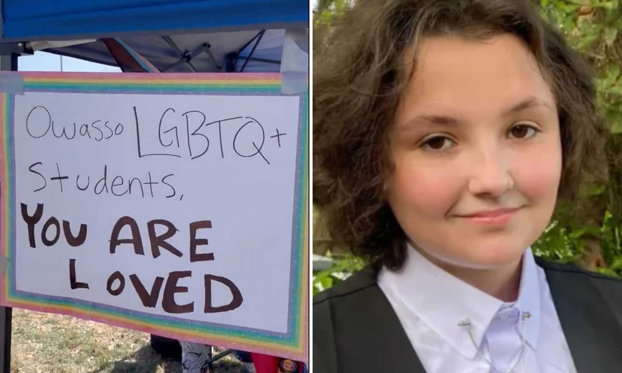 Hundreds form human 'barrier' to protect Nex Benedict school from Westboro Baptist Church protest