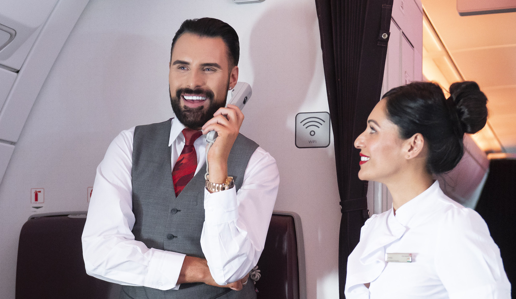 Rylan Clark fulfils childhood dream of working as cabin crew on Virgin Atlantic flight