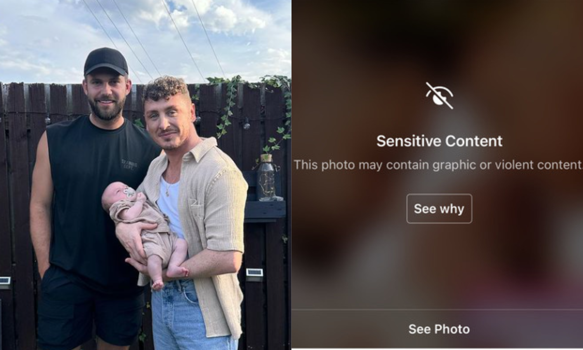 Instagram censors sweet photo of gay dads holding newborn for 'graphic' and 'upsetting' content