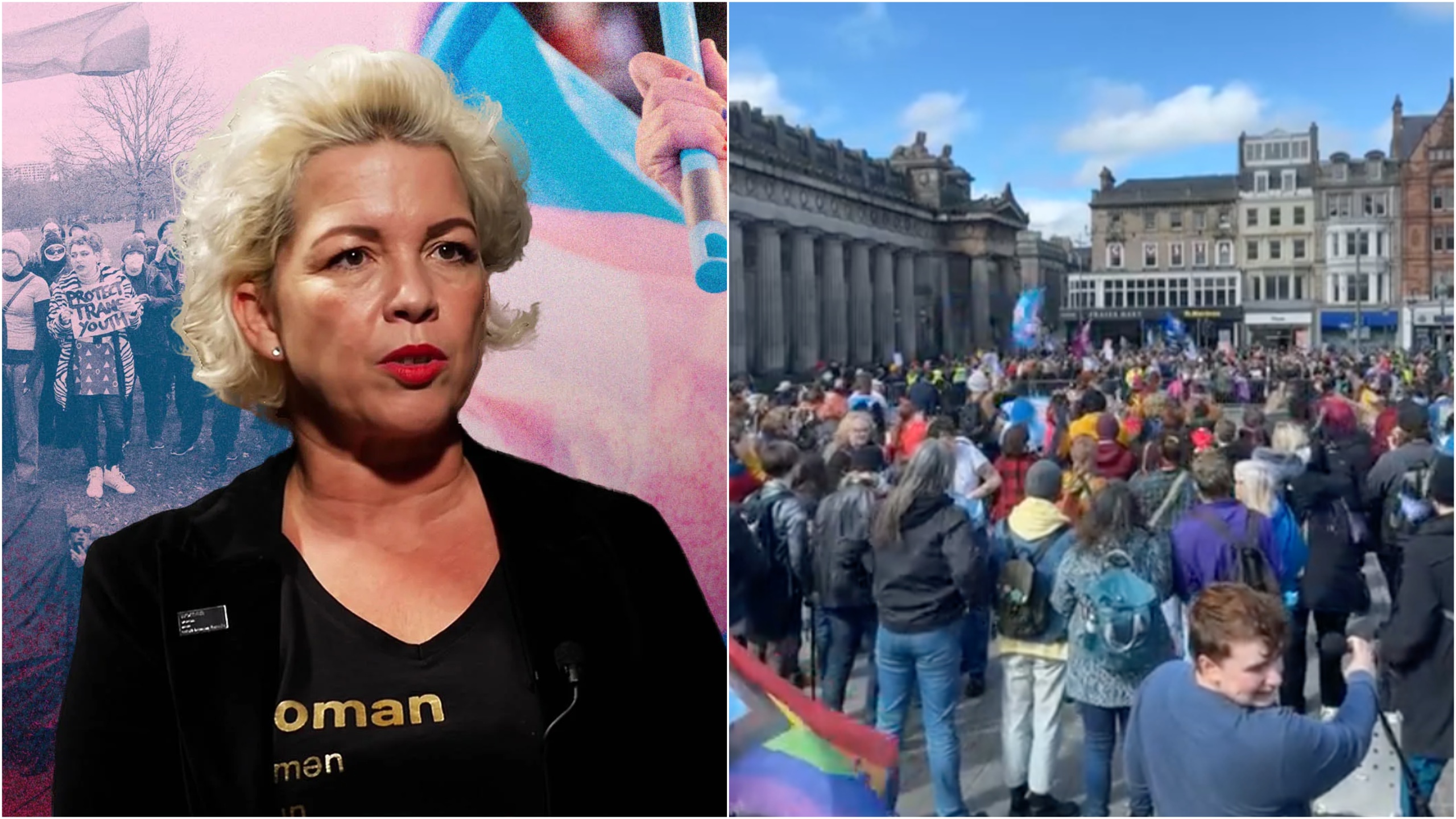 Posie Parker rally 'drowned out' by trans rights group Cabaret Against the Hate Speech in Edinburgh