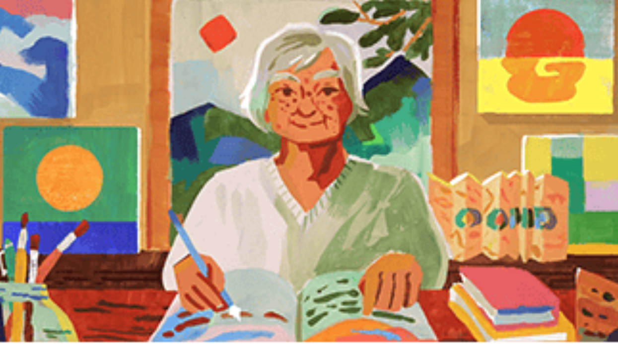Legendary lesbian poet, author and artist Etel Adnan celebrated with Google Doodle