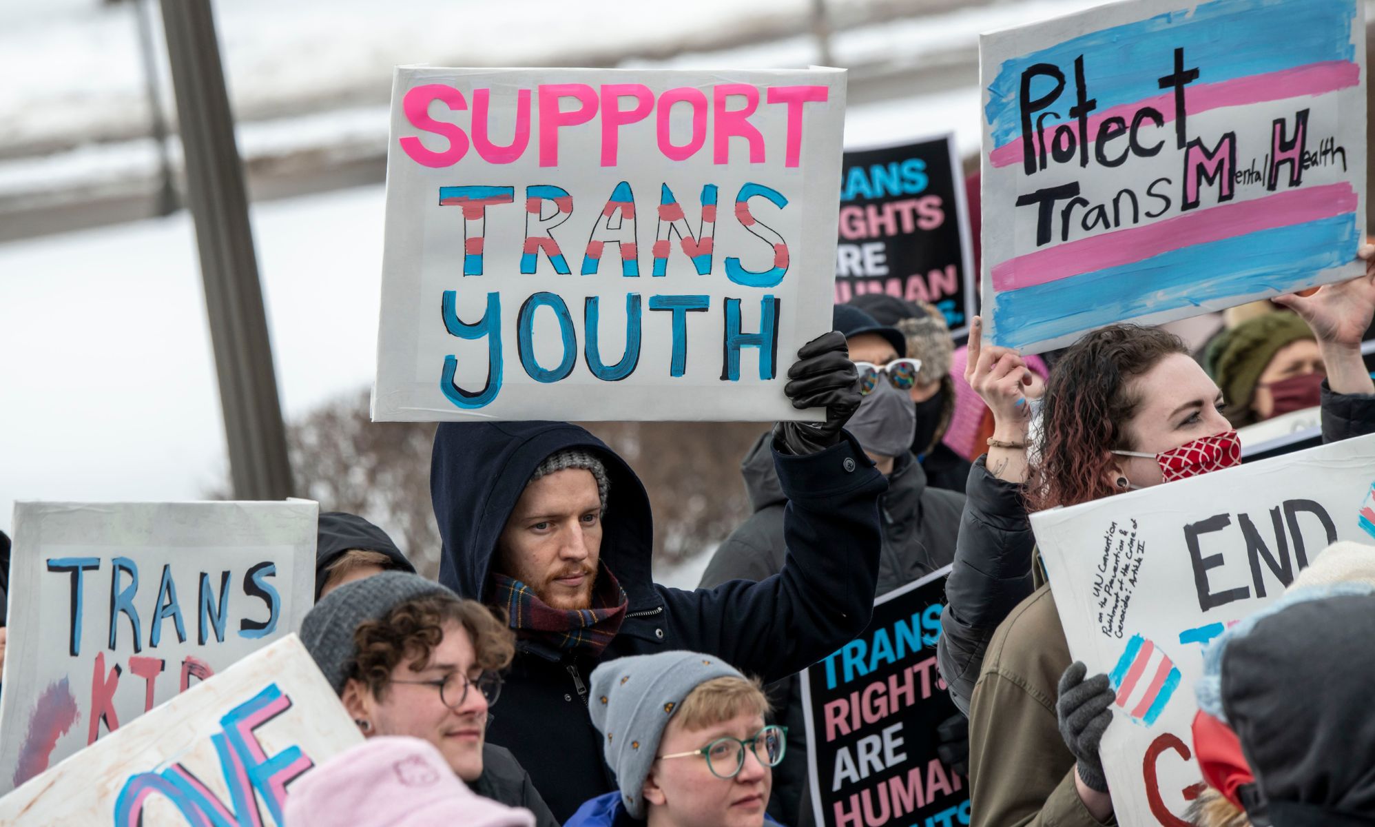 Activists protesting the continued anti-LGBTQ+ rhetoric of politicians. 