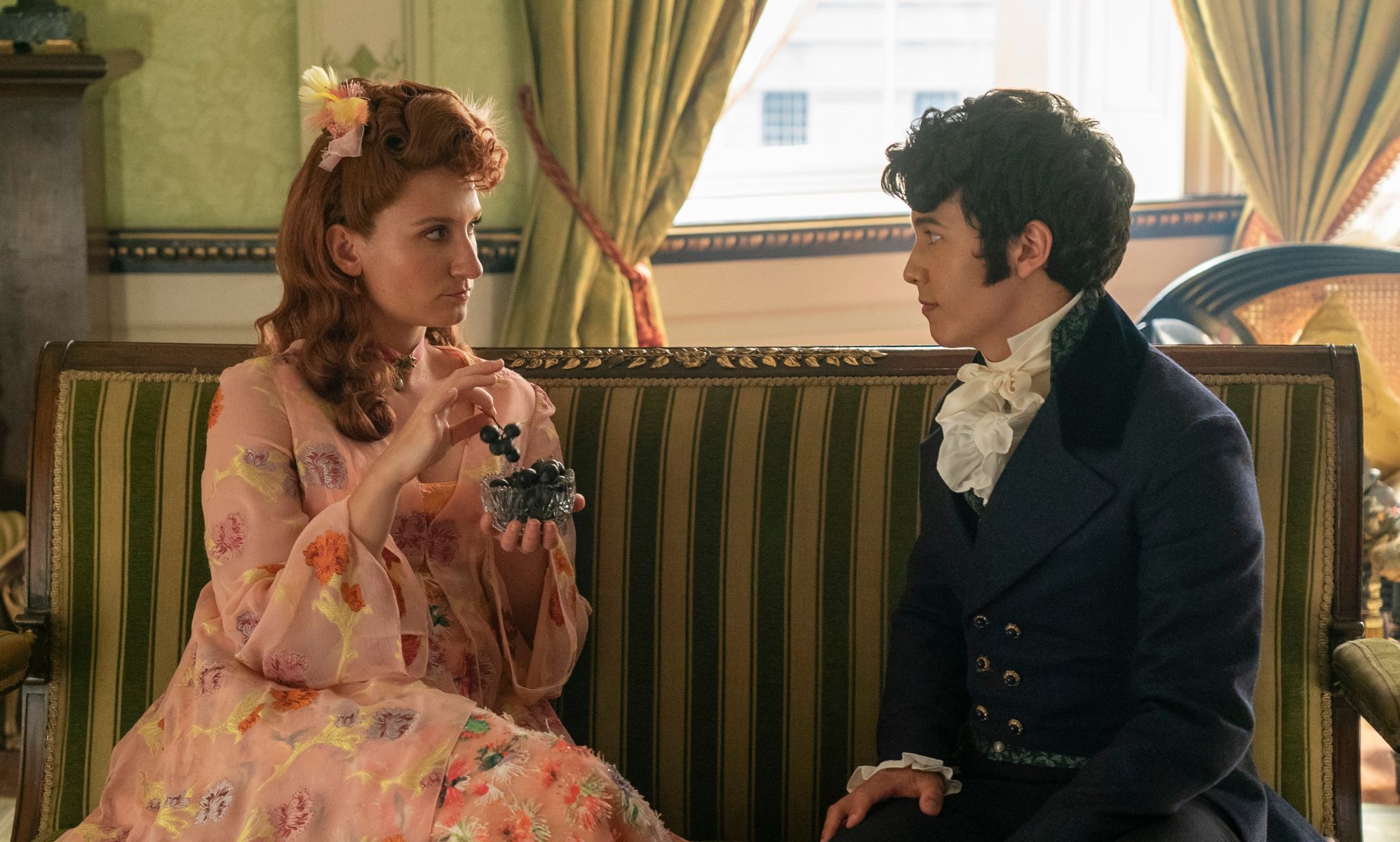 James Phoon as Harry Dankworth, with his new wife Prudence Featherington, played by Bessie Carter. 