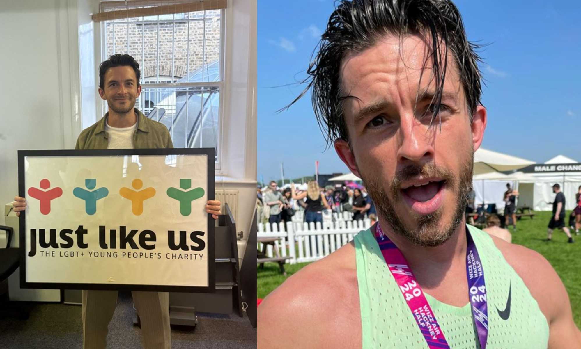 Jonathan Bailey ran Hackney half marathon ot raise money for LGBTQ charity Just Like Us