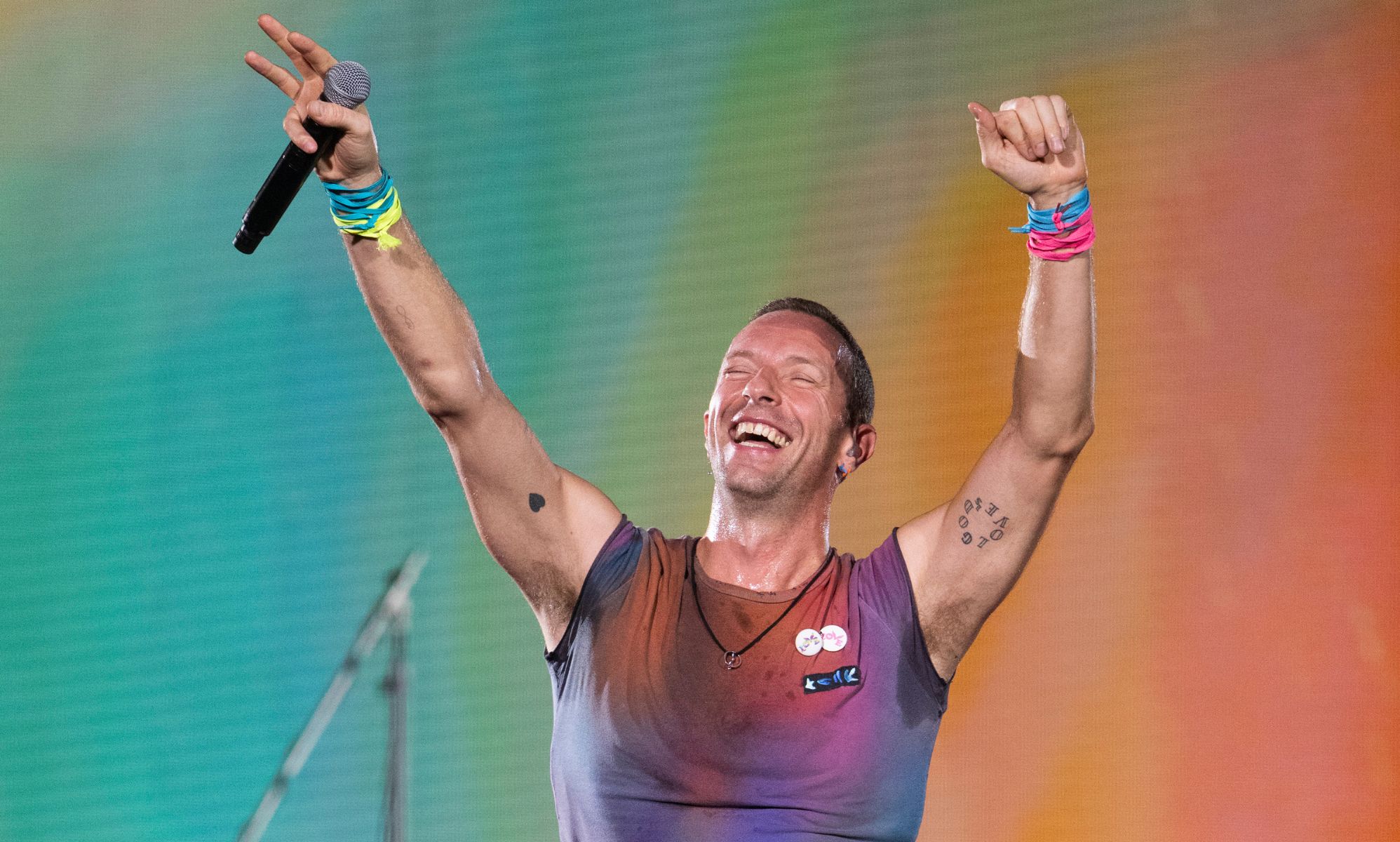 Coldplay's Chris Martin praised for 'singing through' Pride flag at Radio 1's Big Weekend concert