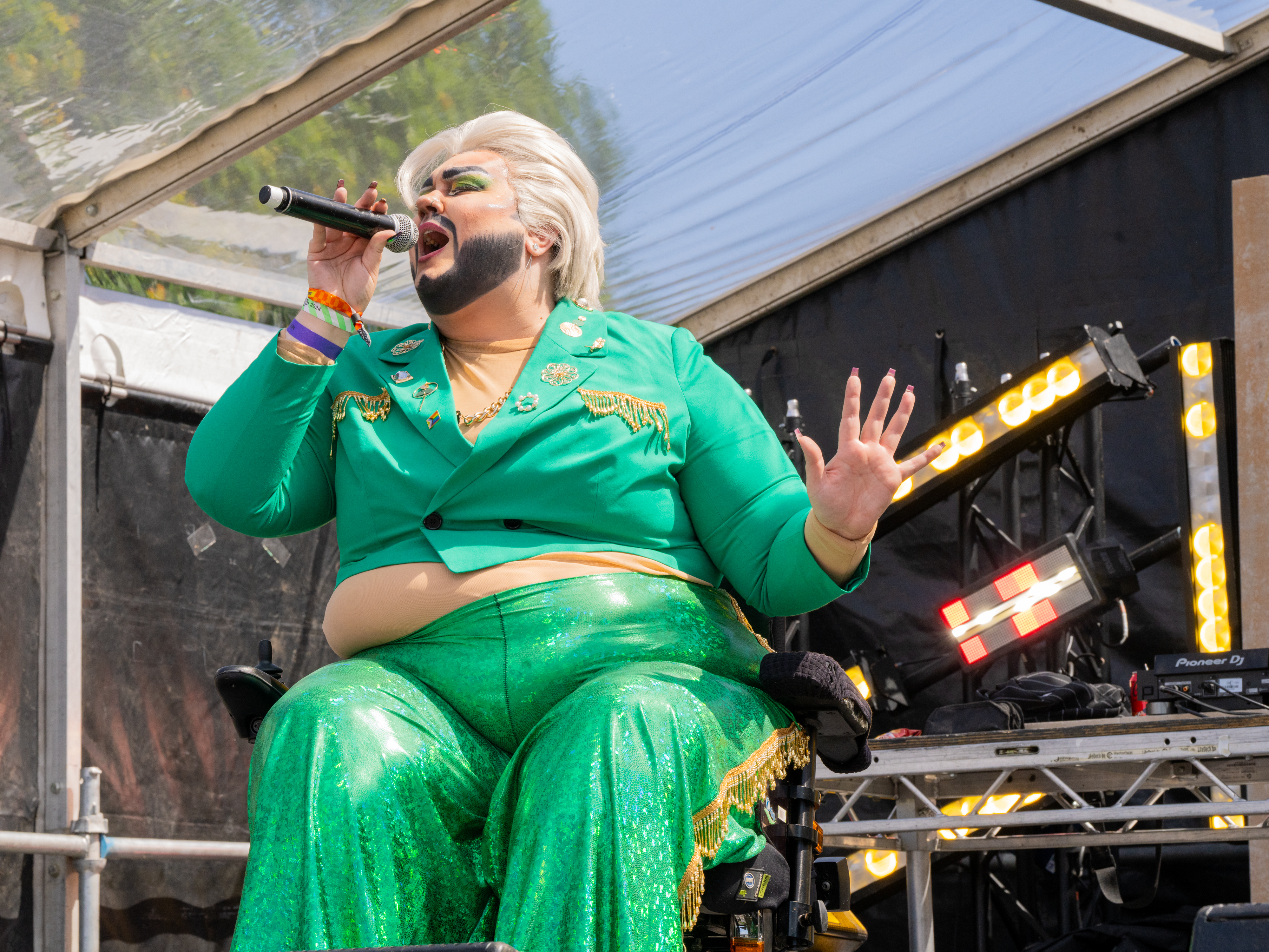 Drag king Crip Ladywood performs at Mighty Hoopla 2024. 