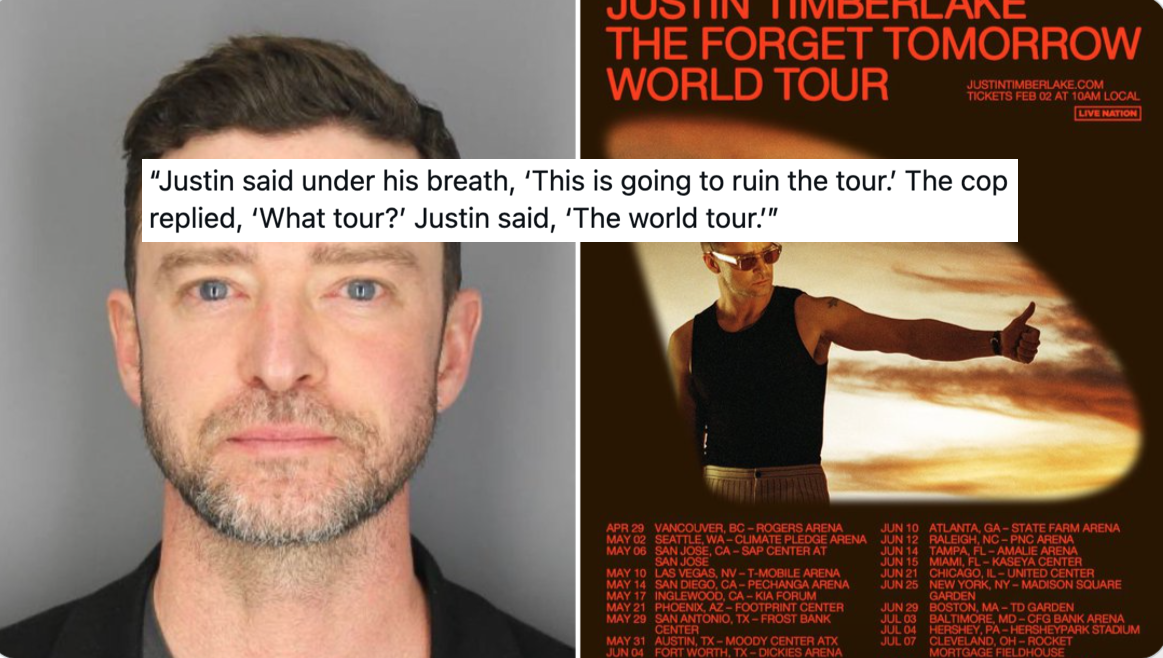 Hilarious 'this is going to ruin the tour' memes flood internet following Justin Timberlake arrest