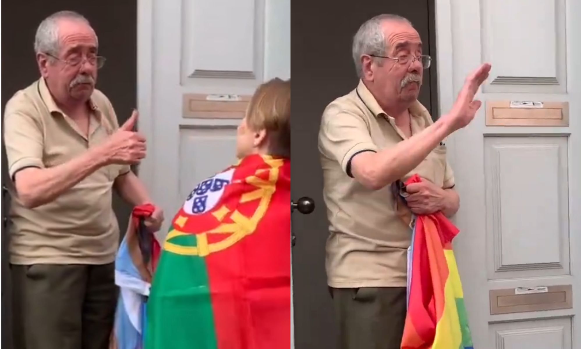 Older man asks for his own Pride flag as parade passes his front door in emotional clip
