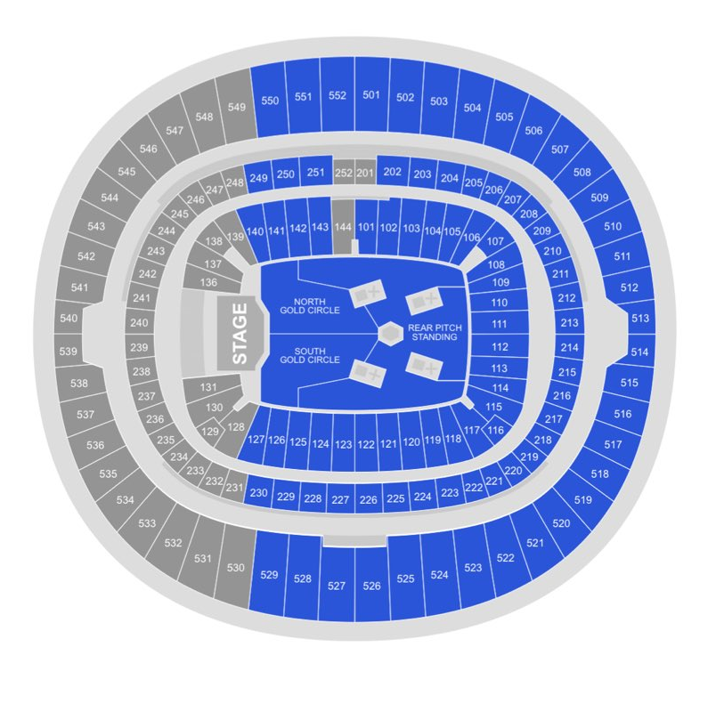 Dua Lipa seating plan for Wembley Stadium