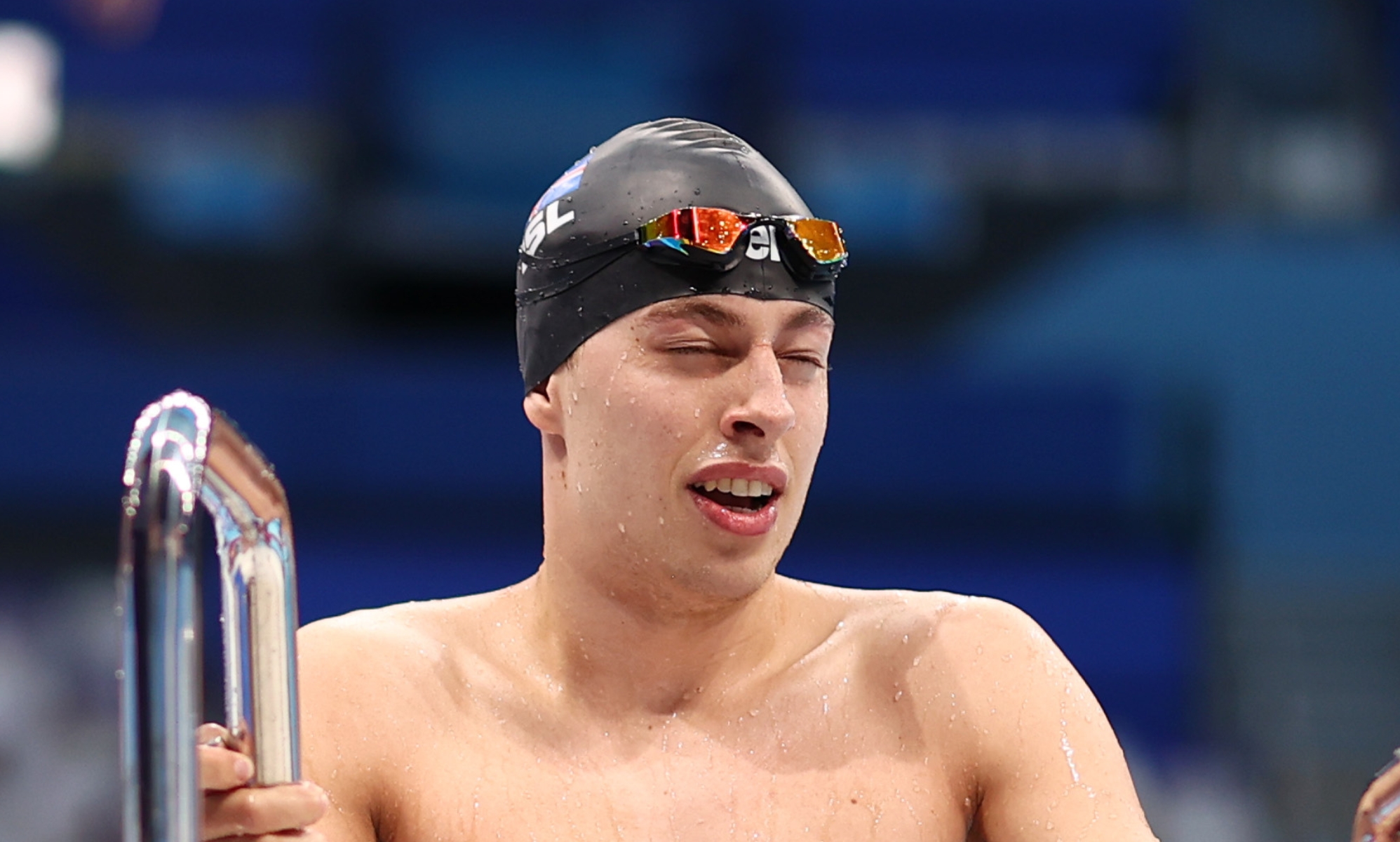 Mar Gunnarsson of Team Iceland leaves the pool after competing in the Men