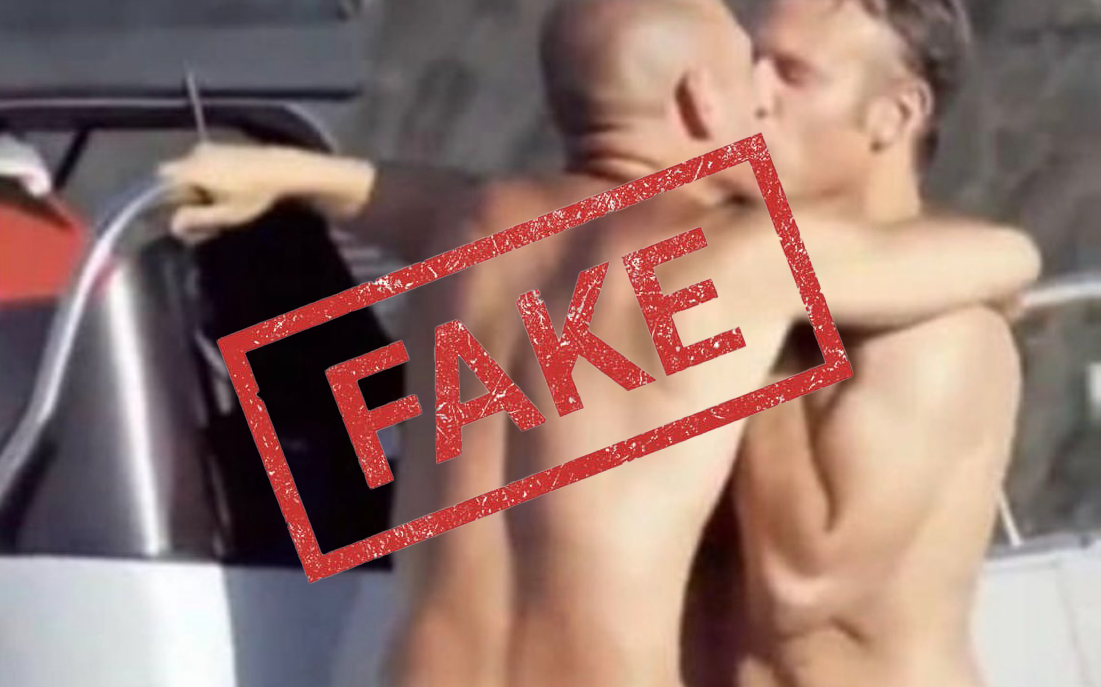 No, French president Emmanuel Macron wasn't pictured snogging a male friend (sorry)