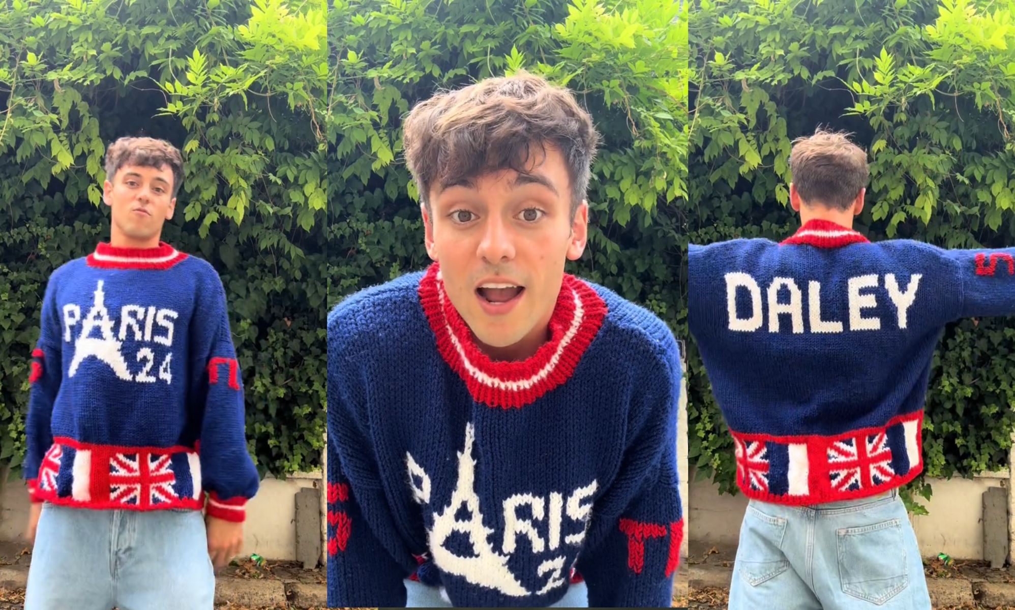 A video of Tom Daley modelling his handmade Paris 2024 jumper just went incredibly viral on TikTok