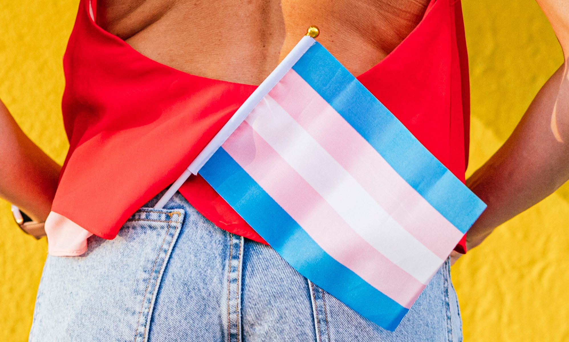 A trans flag in a person