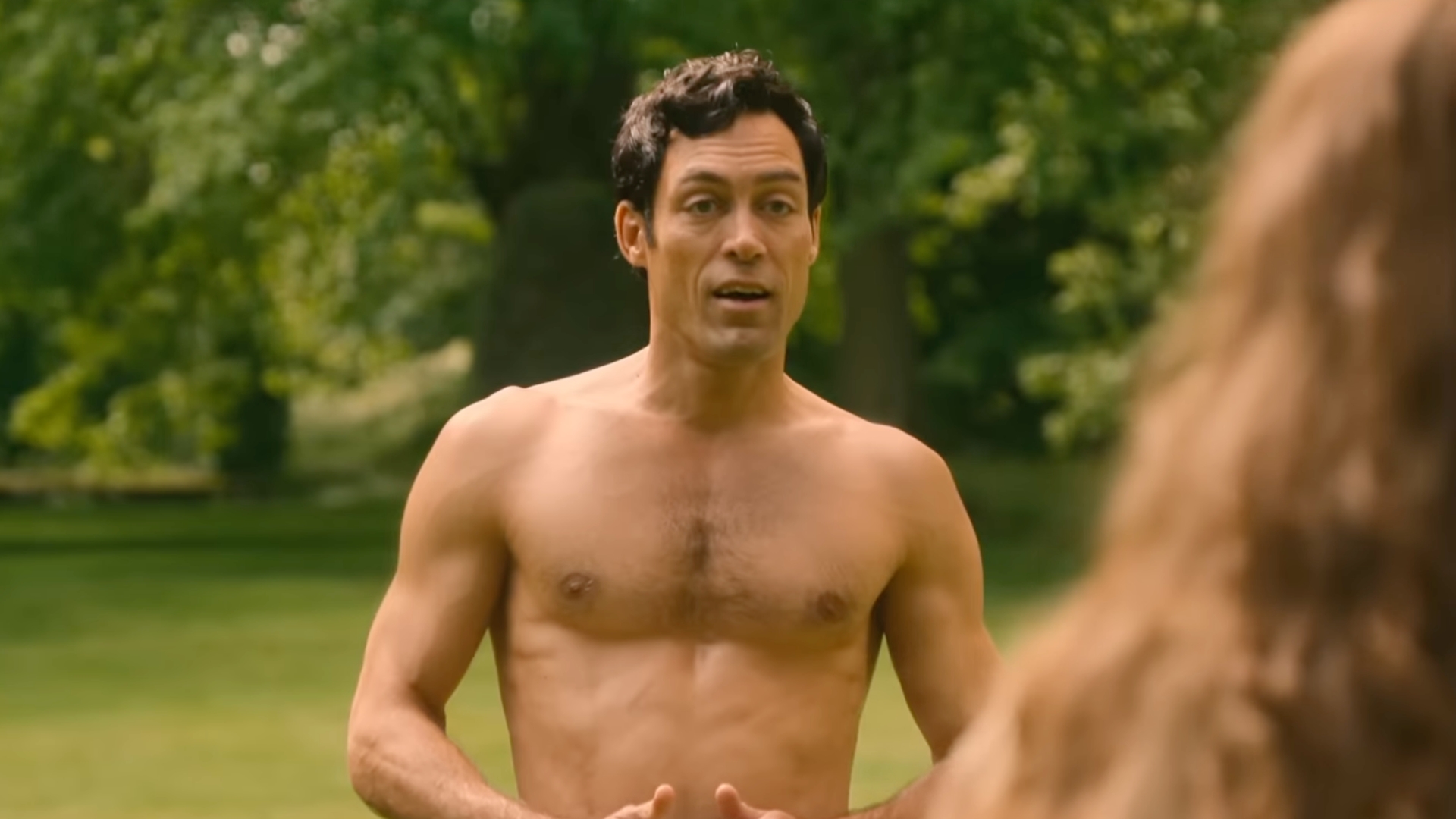 Is Rivals star Alex Hassell wearing a prosthetic in his full-frontal nude tennis scene?