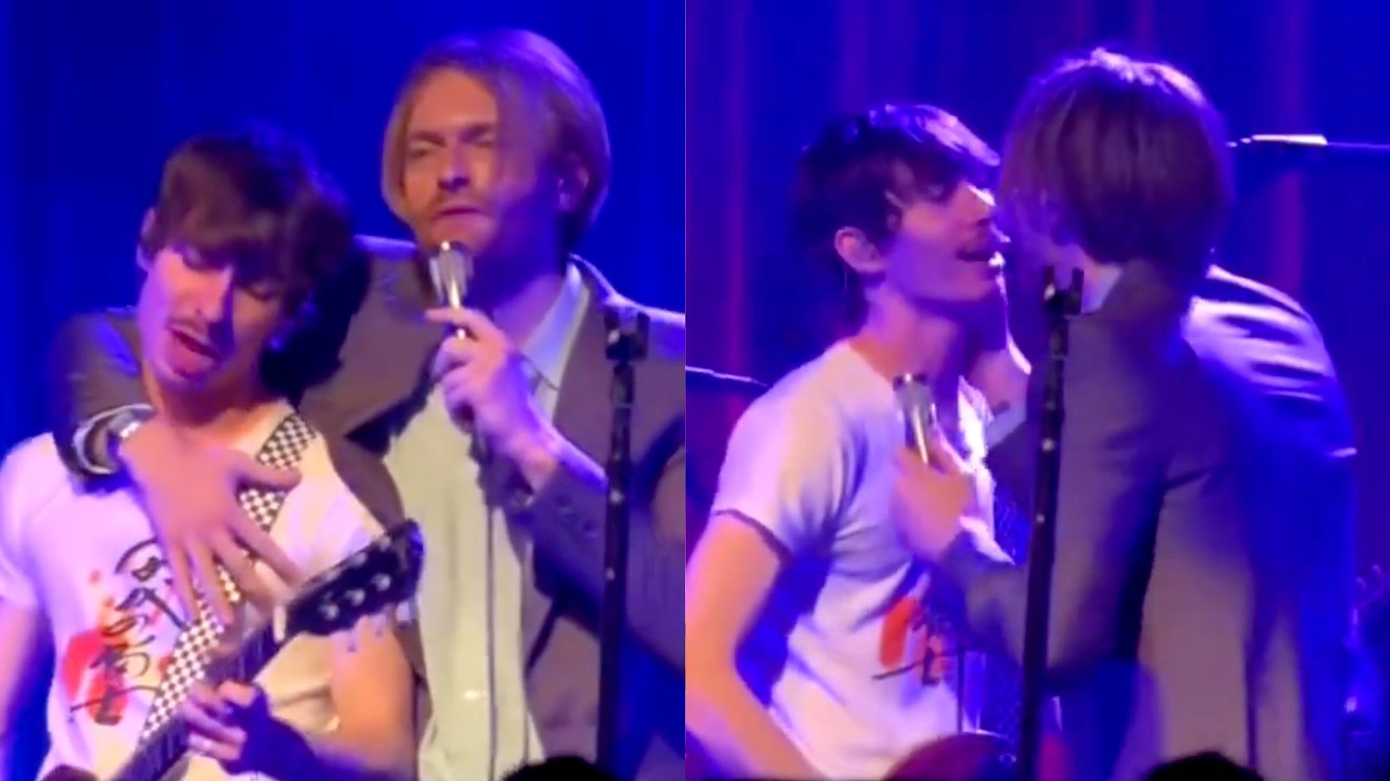 Billie Eilish's brother Finneas kisses his male guitarist on stage