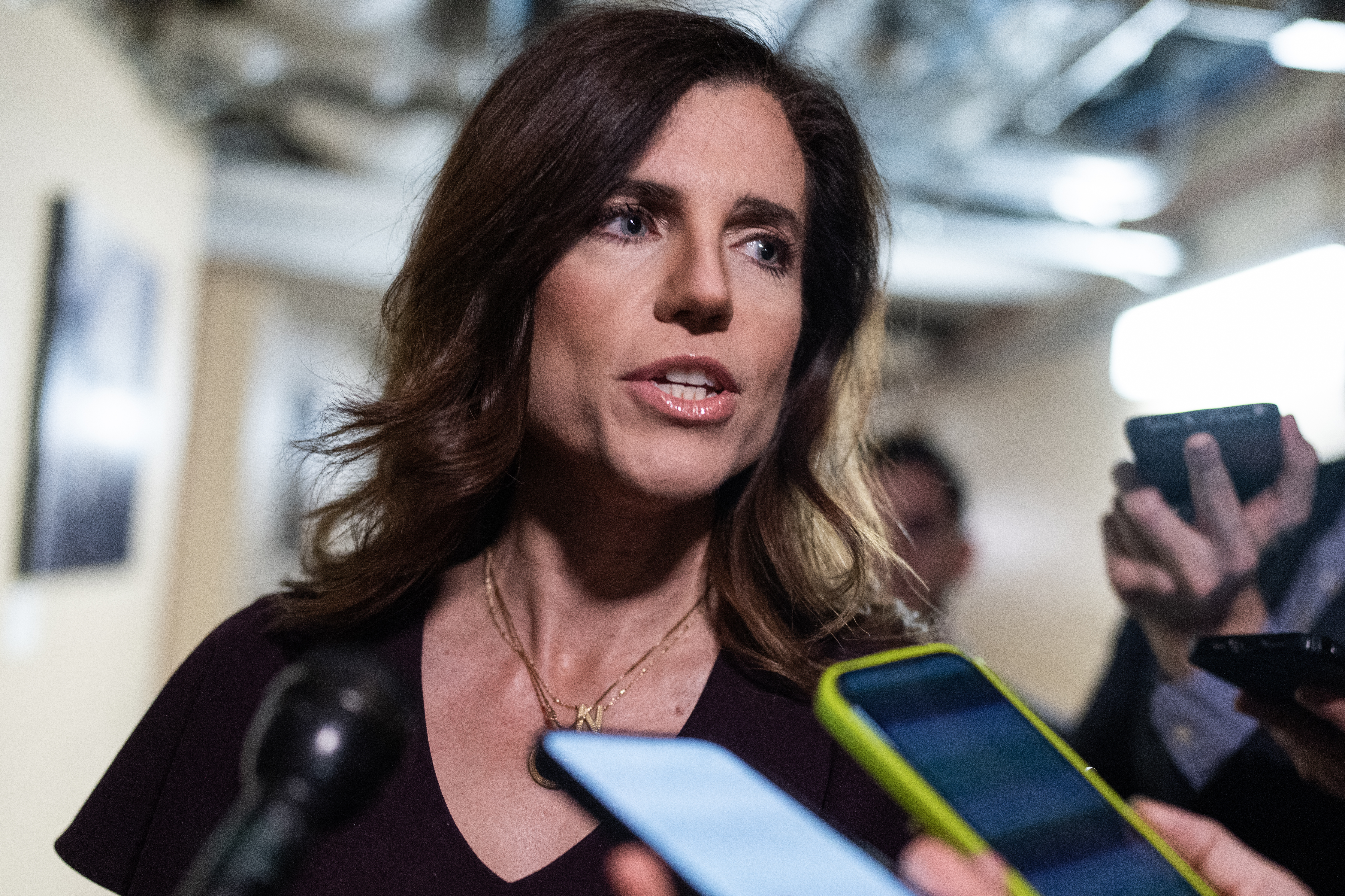 UNITED STATES - NOVEMBER 19: Rep. Nancy Mace, R-S.C., talks with reporters before a meeting of the House Republican Conference in the U.S. Capitol on Tuesday, November 19, 2024. (Tom Williams/CQ-Roll Call, Inc via Getty Images)