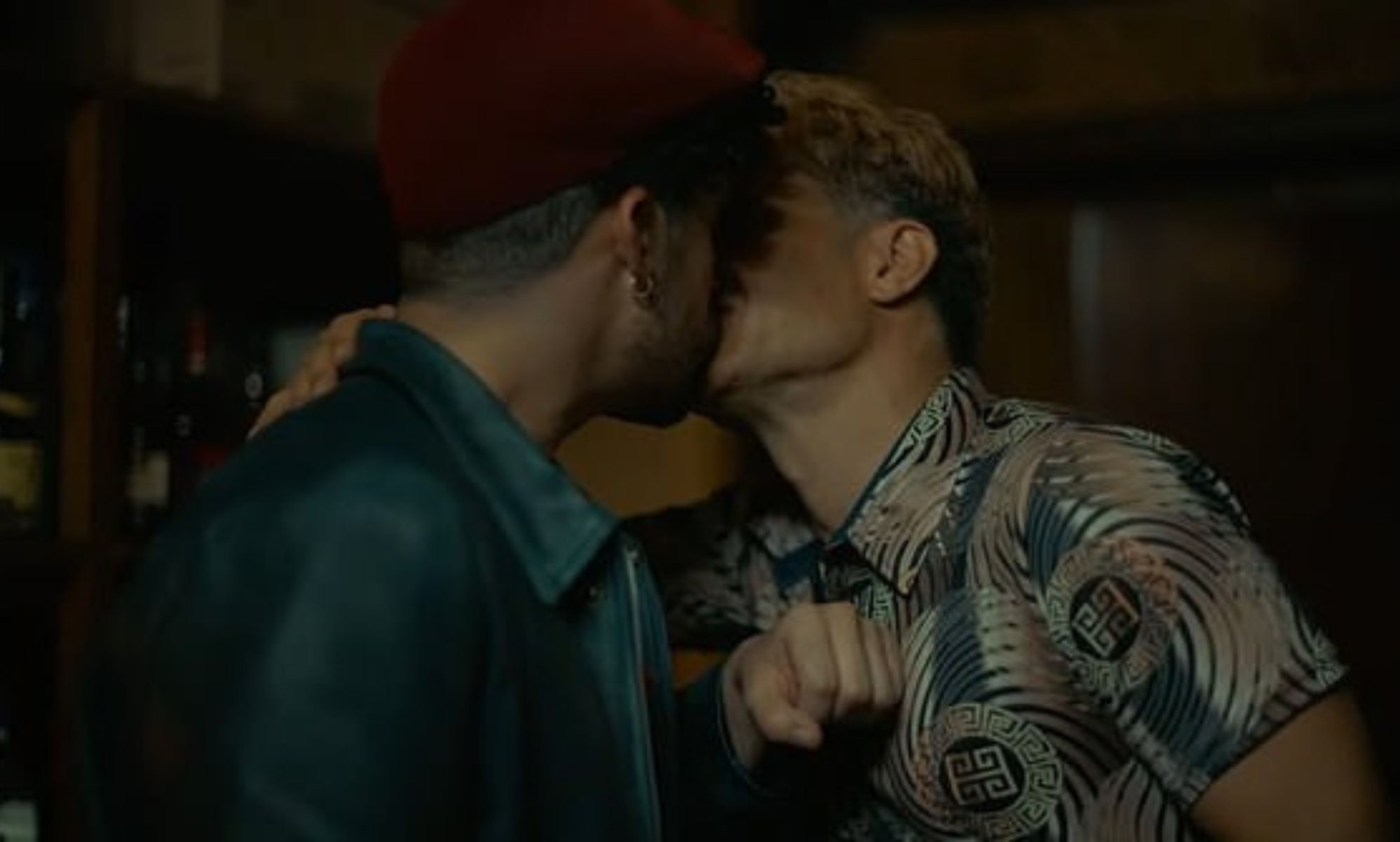 Two men kissing in the film Cassandro.