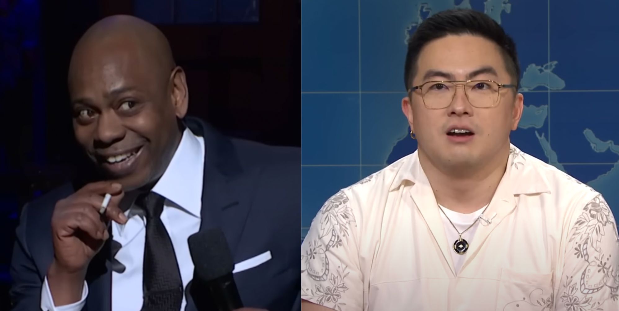 Bowen Yang and Dave Chappelle embrace following last year's 'awkward' SNL appearance