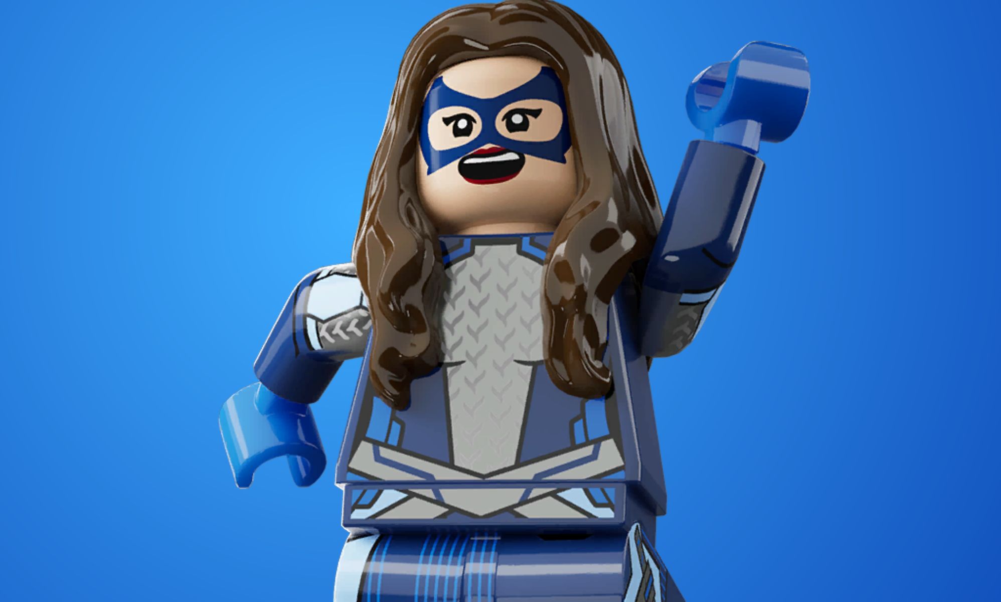 A screenshot of a LEGO minifig Dreamer character in Fortnite.