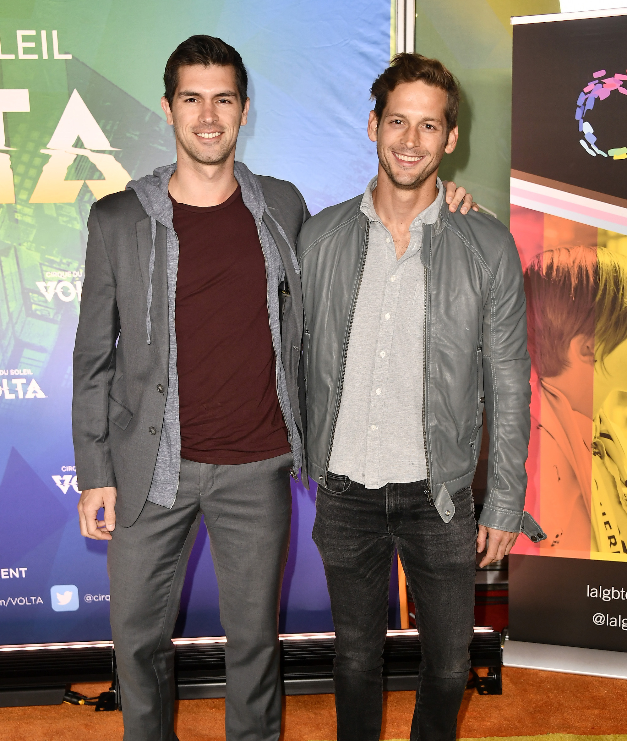 LOS ANGELES, CALIFORNIA - FEBRUARY 13: (L-R) Andrés Camilo and Max Emerson attend Cirque Du Soleil VOLTA Equality Night Benefiting Los Angeles LGBT Center at Dodger Stadium on February 13, 2020 in Los Angeles, California. (Photo by Frazer Harrison/Getty Images)