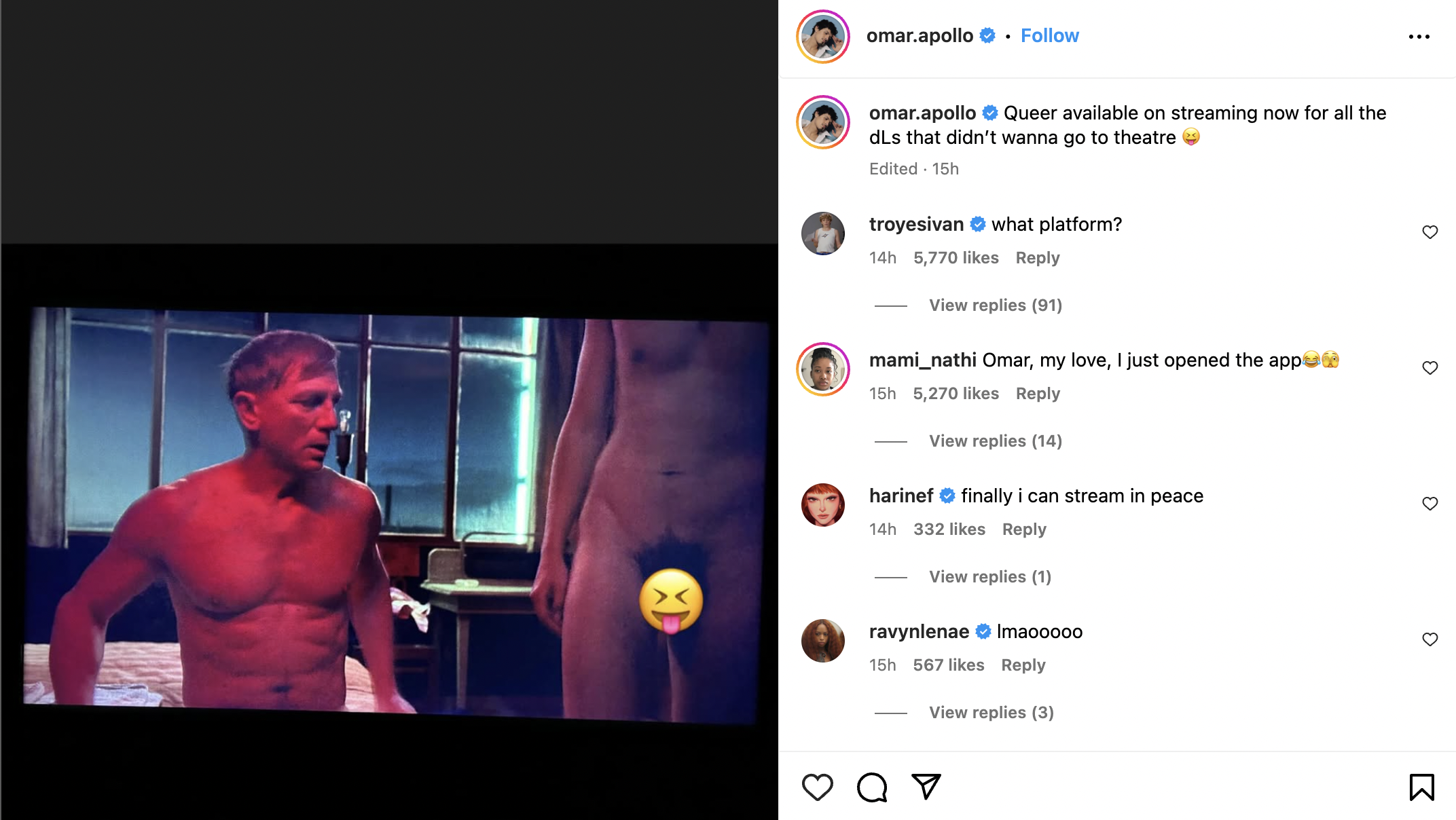 A print screen taken from Omar Apollo