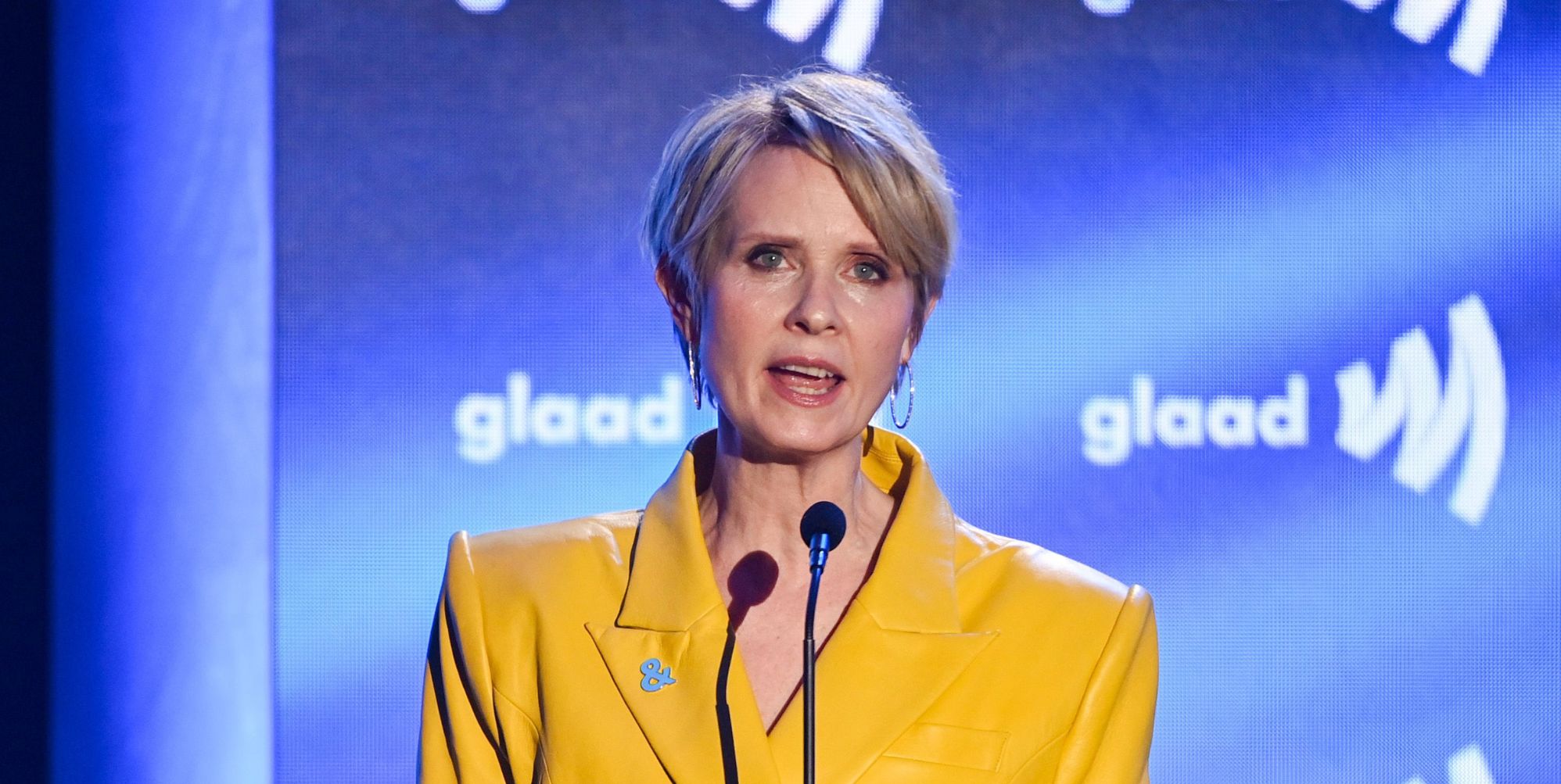 Cynthia Nixon pays tribute to her 'beautiful and brave' trans son and nephew at New York protest