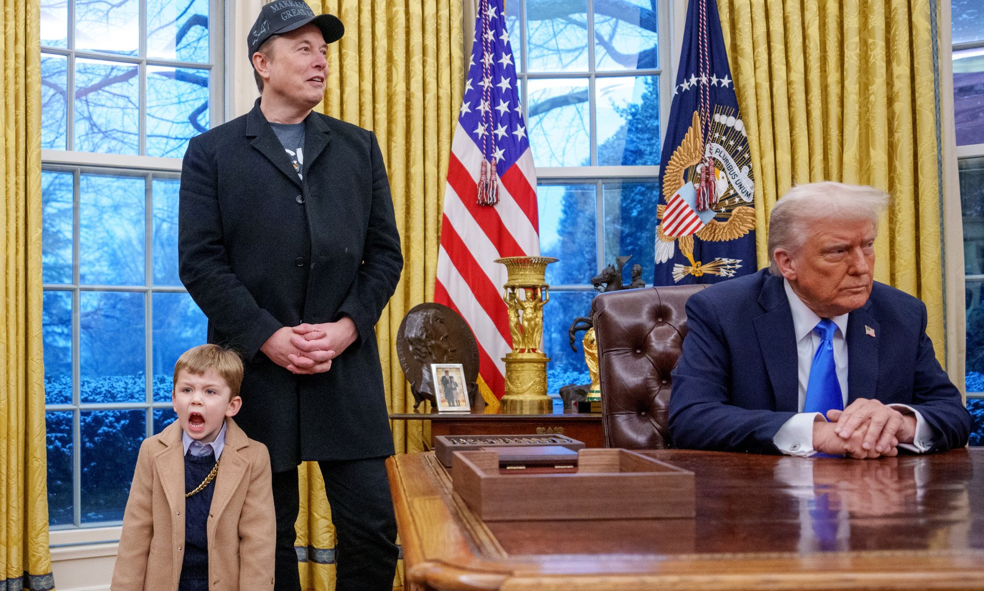 Elon Musk stood with his son and Donald Trump in the Oval Office.