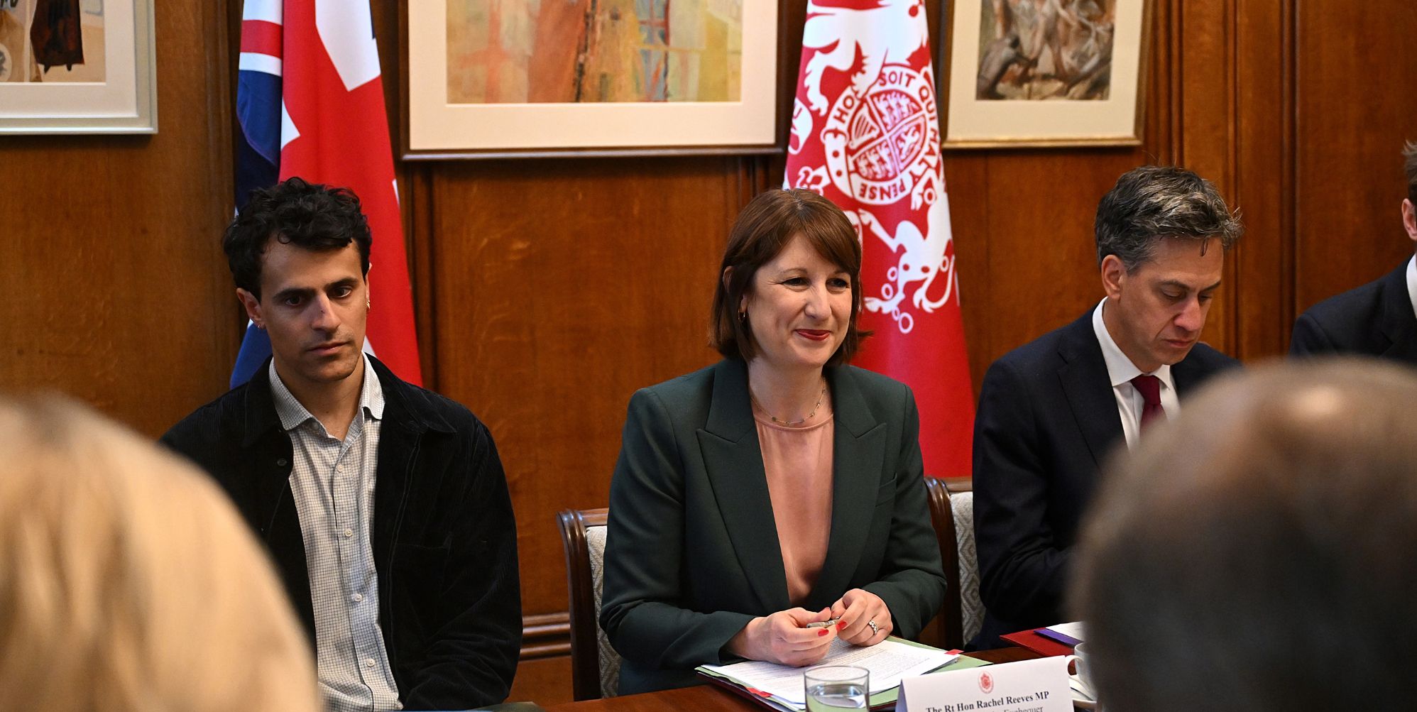 Former Clean Bandit star turned government advisor Neil Amin-Smith (left) with chancellor Rachel Reeves.