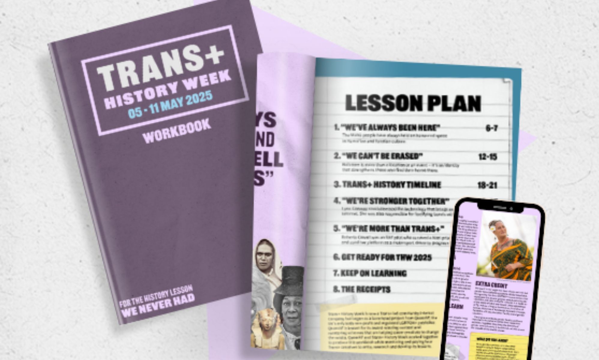 A render of the Trans+ History Week booklet