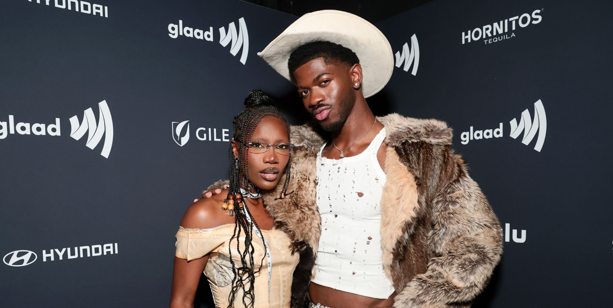 Doechii and Lil Nas X pose at the 2025 GLAAD Media Awards.
